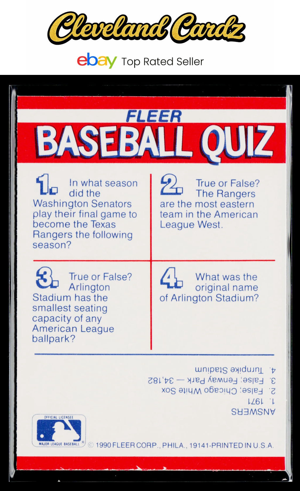 1990 Fleer #NNO MLB: Indians/Tigers/Mets/Phillies Team Stickers