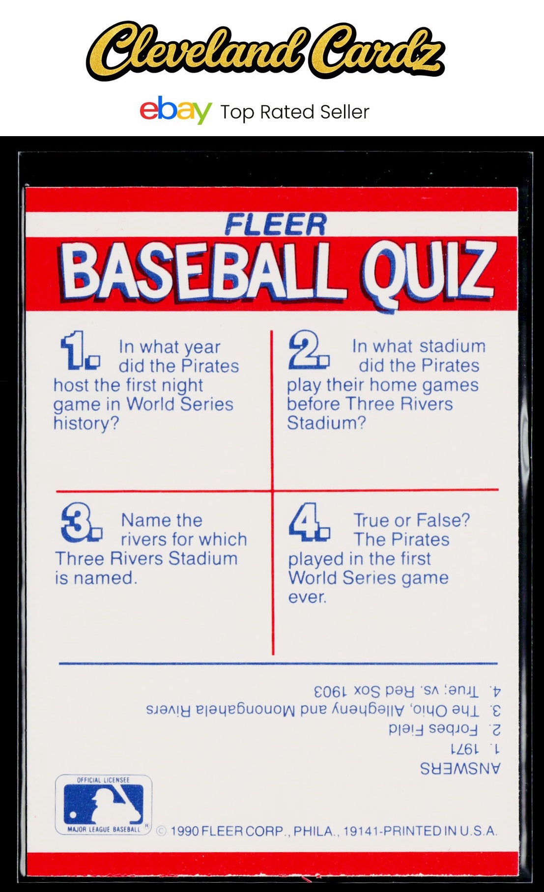 1990 Fleer #NNO Pittsburgh Pirates Action Series Team Stickers