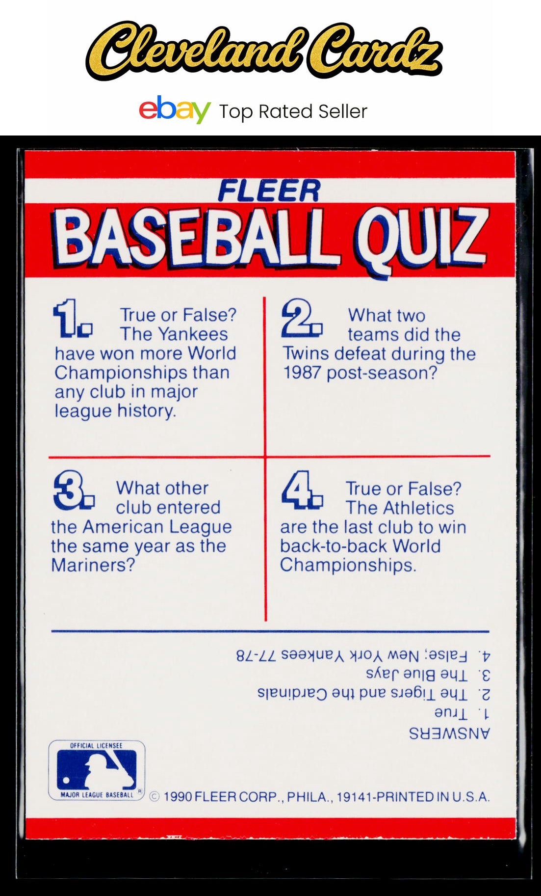 1990 Fleer #NNO AL: Twins/Yankees/Athletics/Mariners Team Stickers