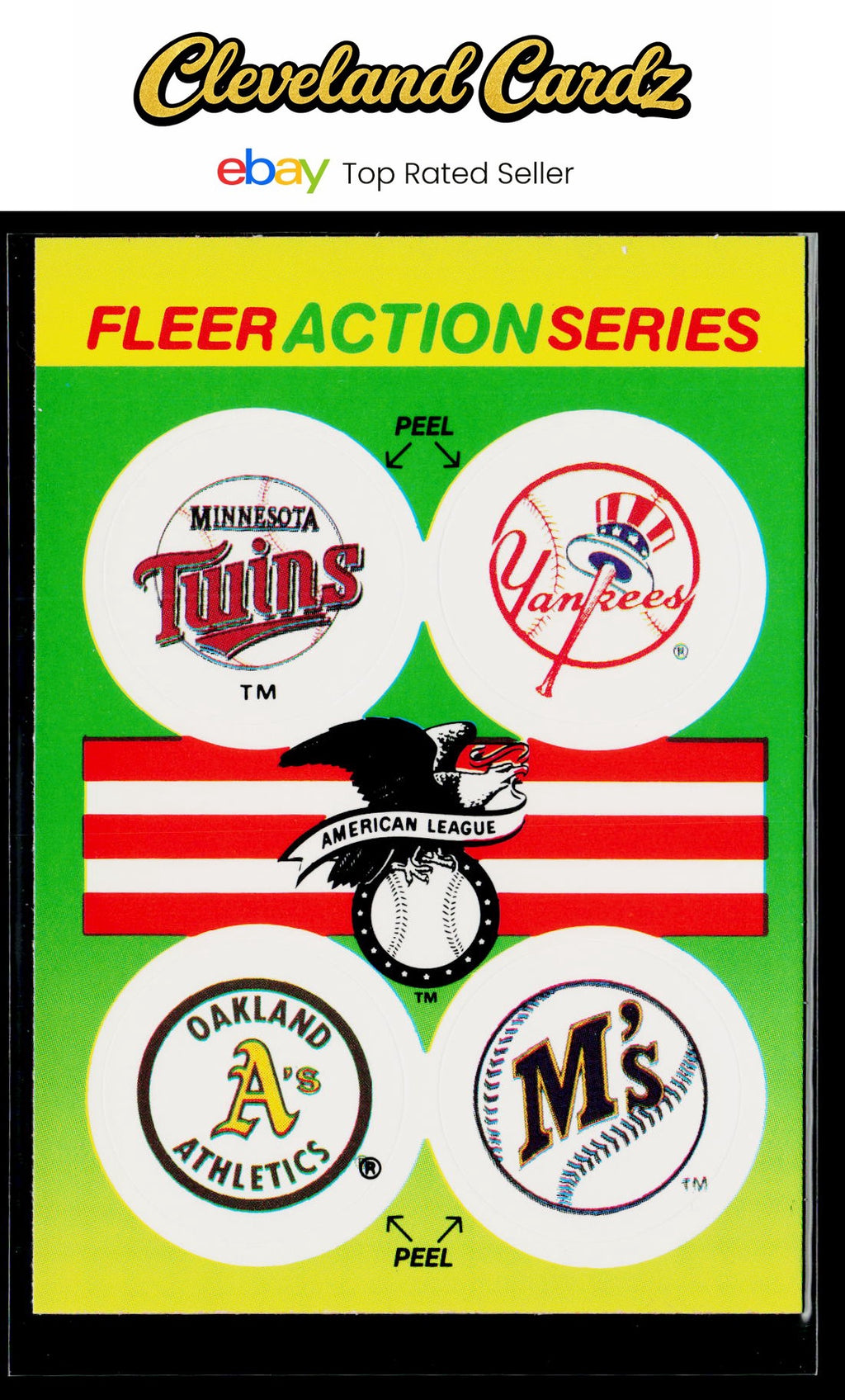 1990 Fleer #NNO AL: Twins/Yankees/Athletics/Mariners Team Stickers