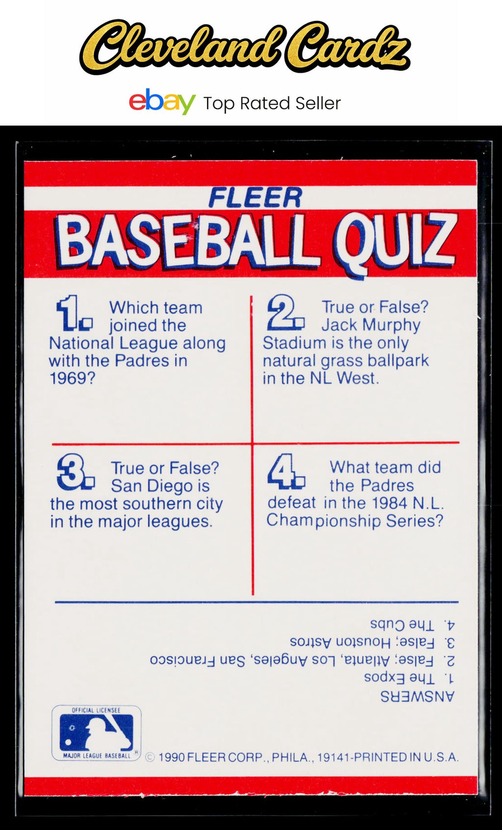 1990 Fleer #NNO San Diego Padres Action Series Team Stickers