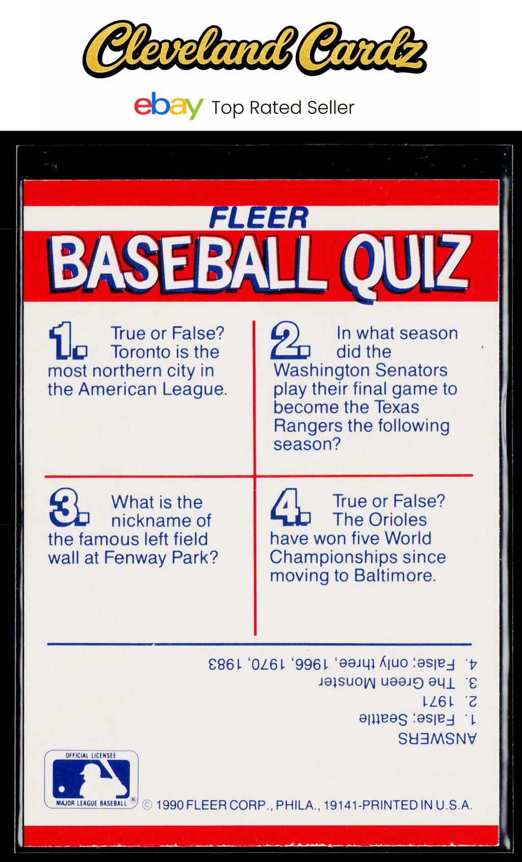 1990 Fleer #NNO AL: Rangers/Blue Jays/Orioles/Red Sox Team Stickers