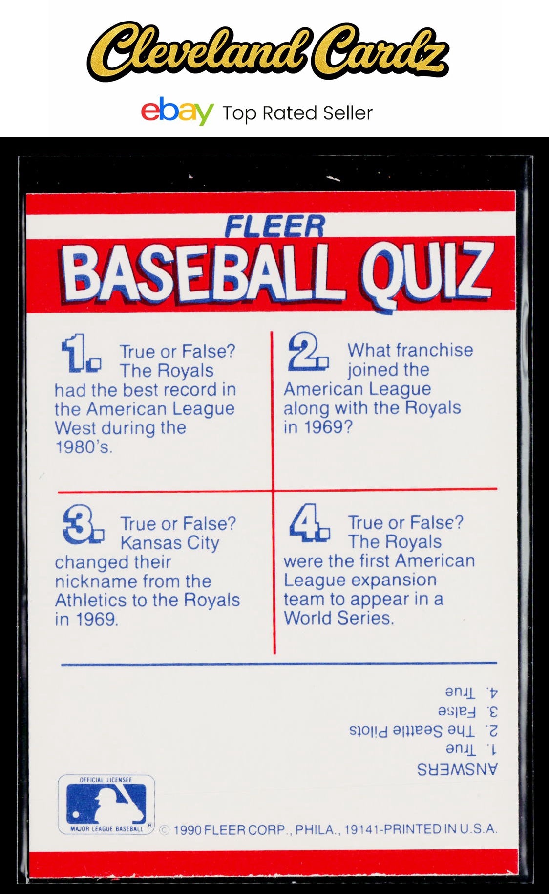 1990 Fleer #NNO Kansas City Royals Action Series Team Stickers