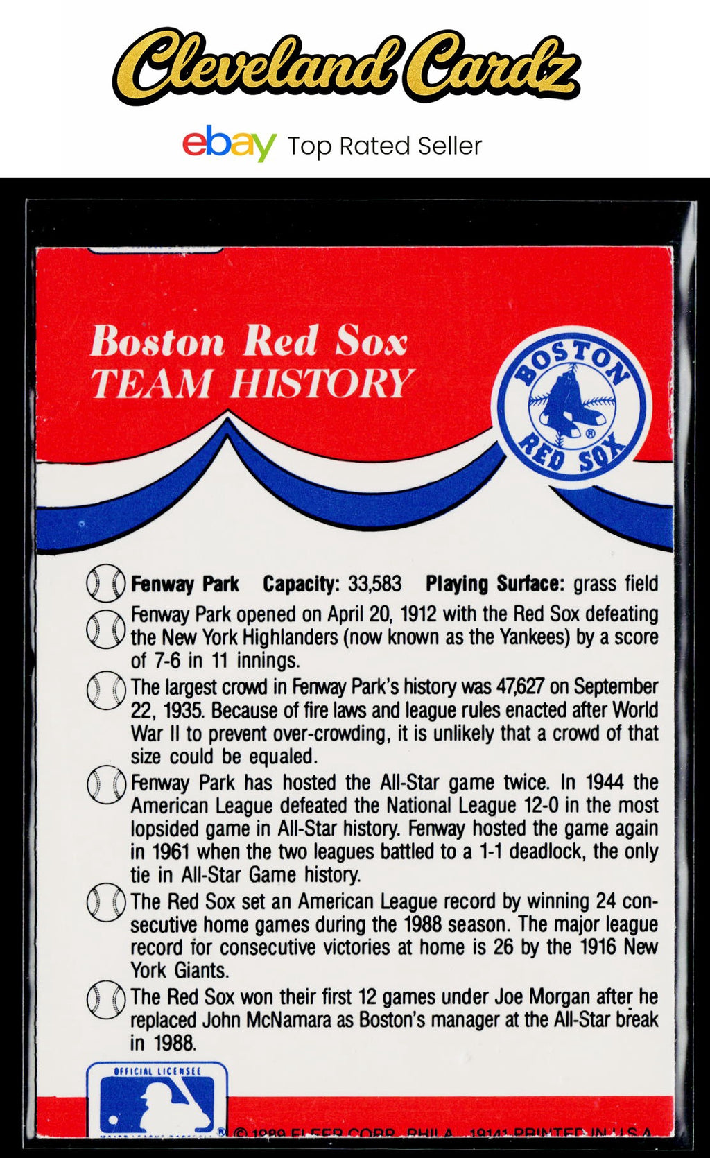 1989 Fleer #NNO MLB: Orioles/Red Sox/Reds/Astros Team Stickers