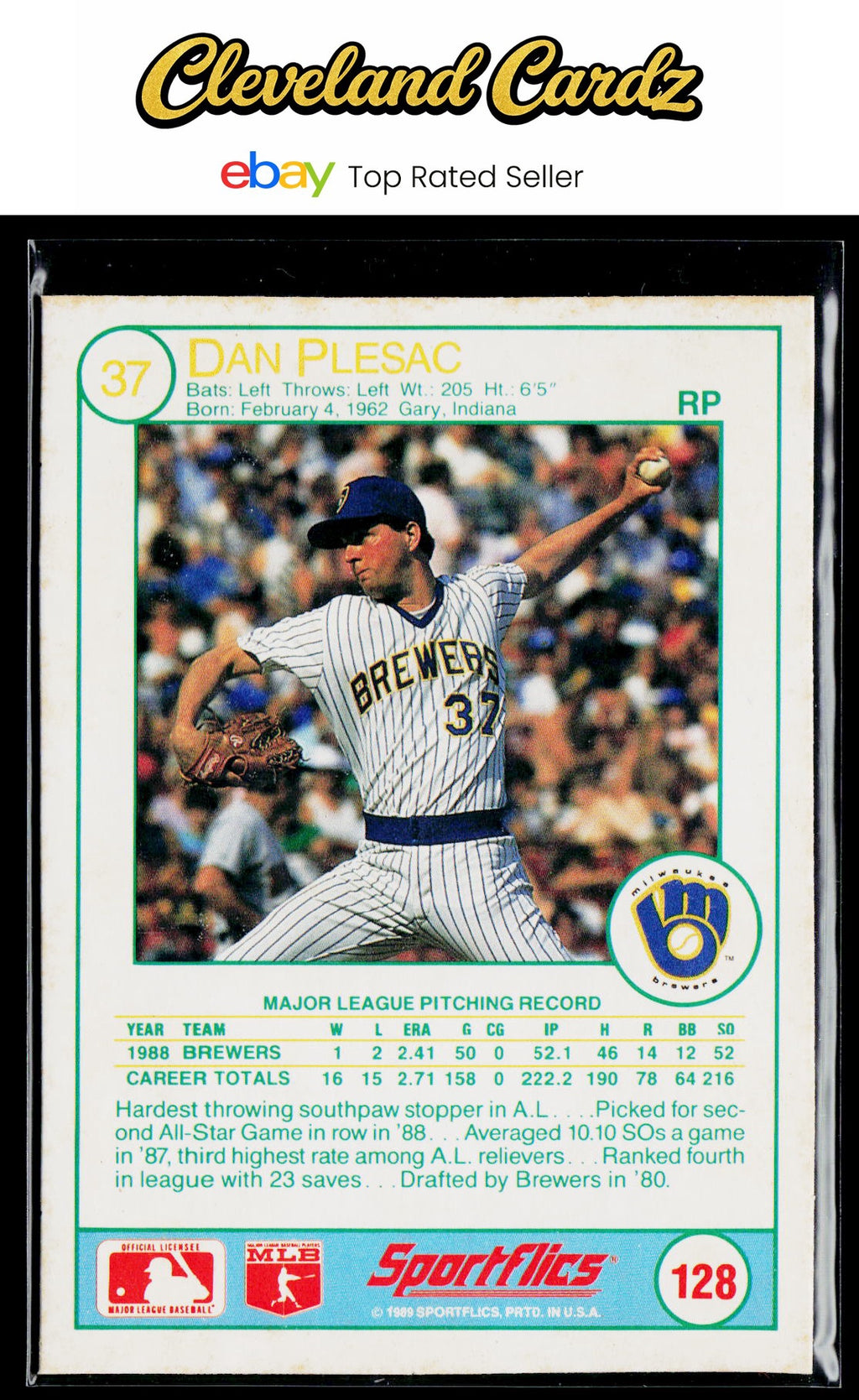 1989 Sportflics #128 Dan Plesac