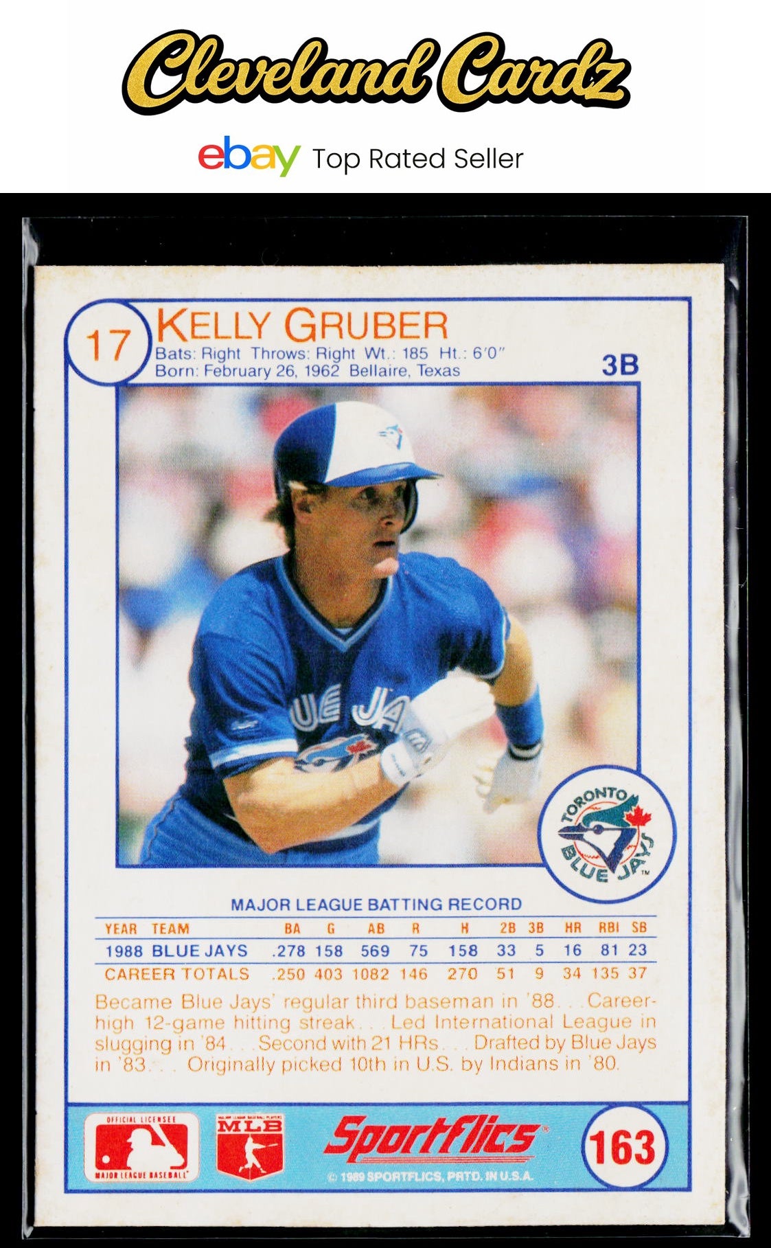 1989 Sportflics #163 Kelly Gruber