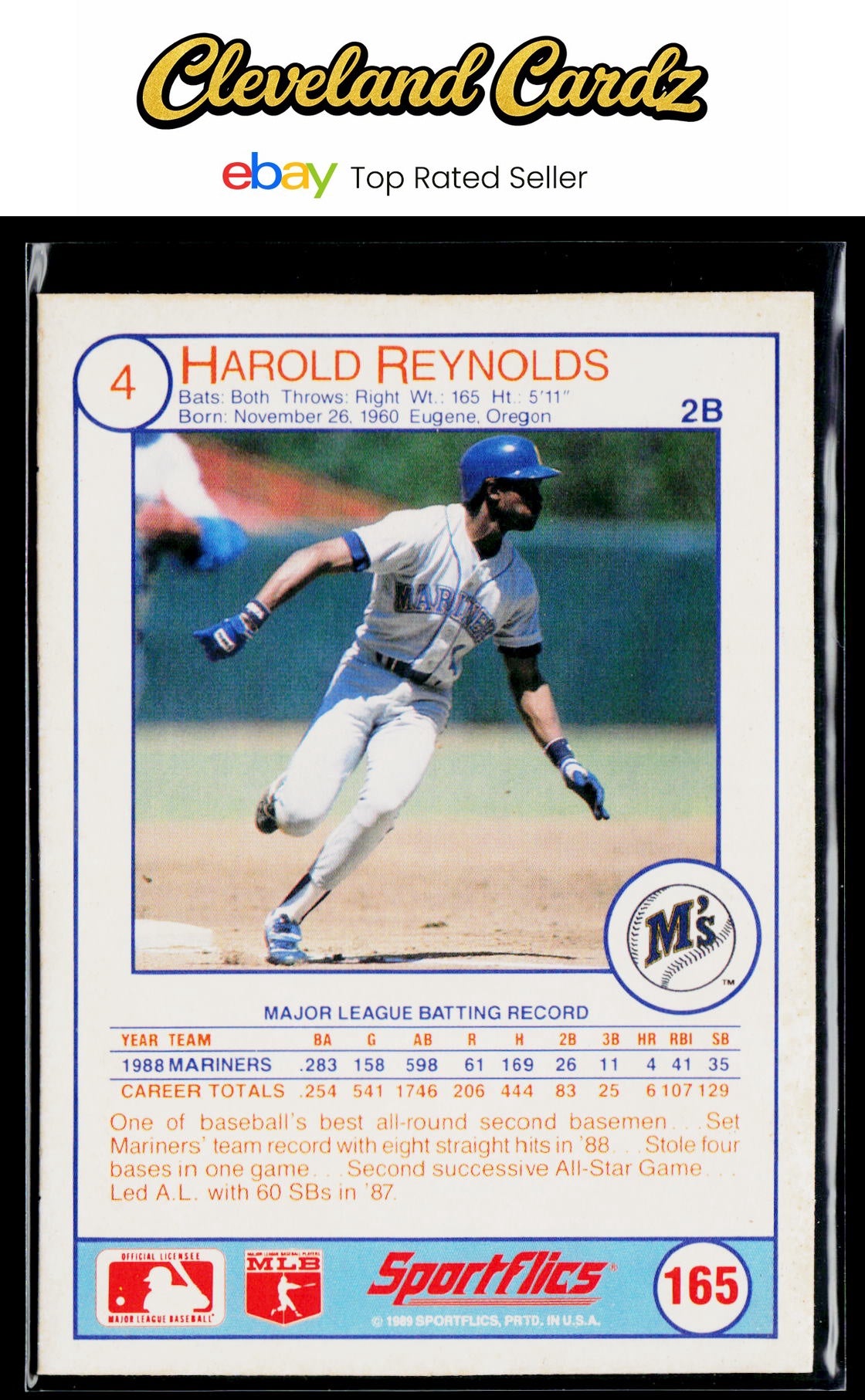 1989 Sportflics #165 Harold Reynolds