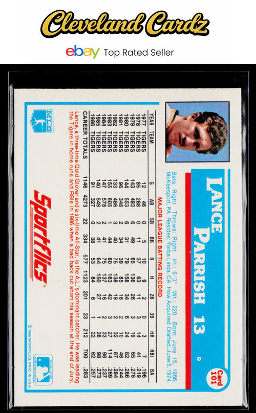 1987 Sportflics #101 Lance Parrish