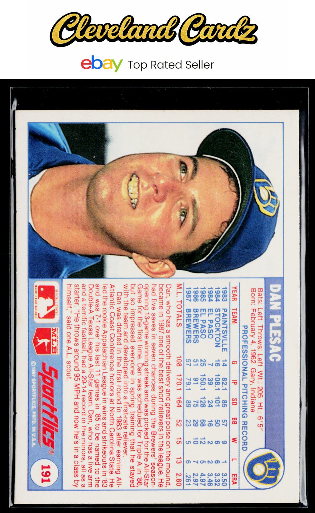 1988 Sportflics #191 Dan Plesac