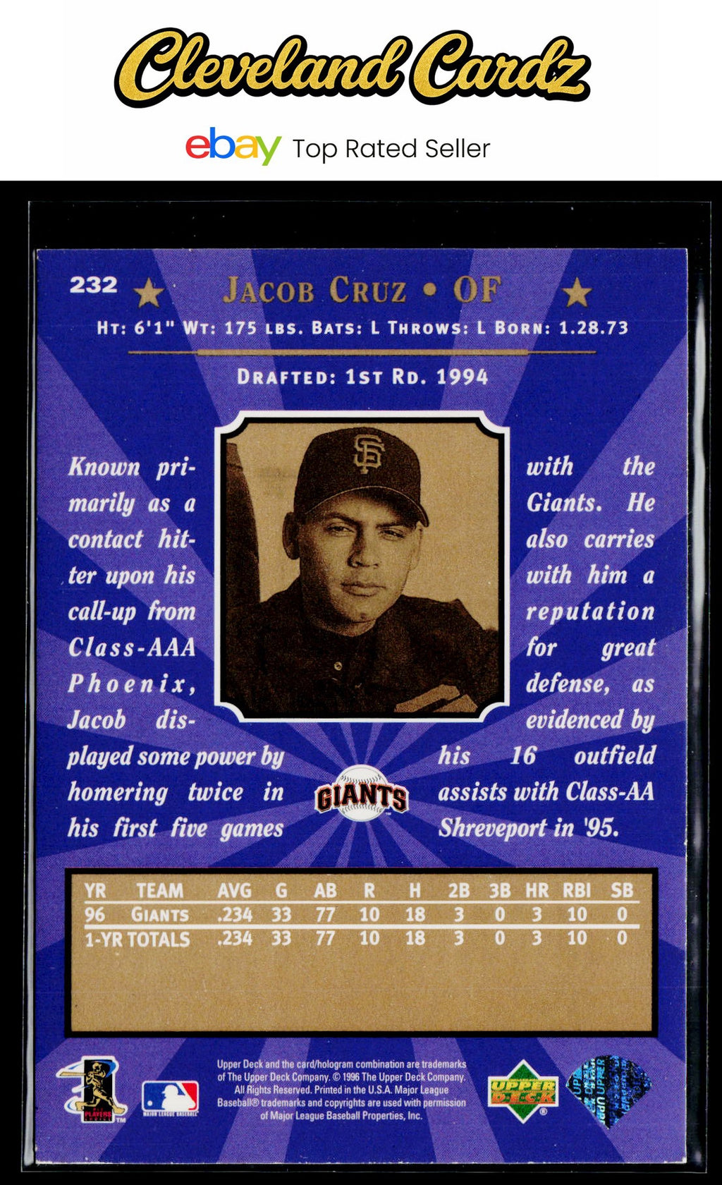 1997 Upper Deck #232 Jacob Cruz