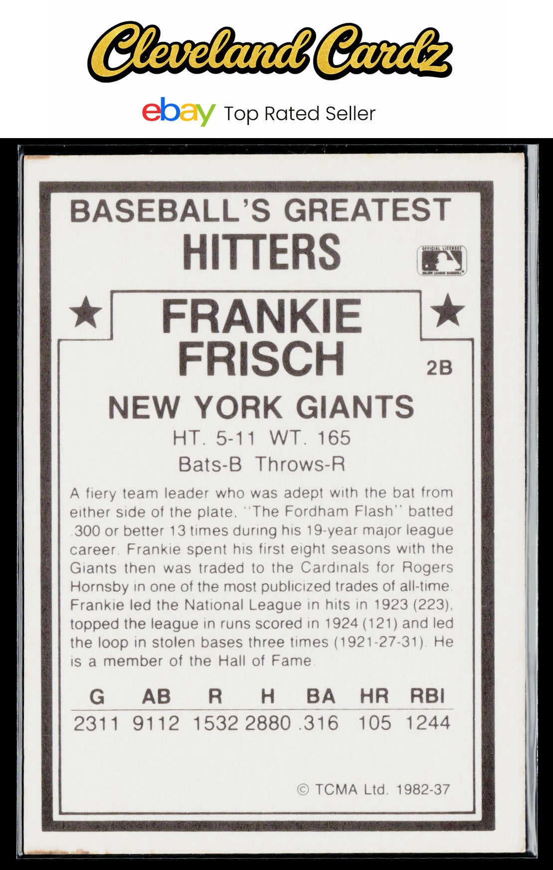 1982 TCMA Baseball's Greatest Hitters (White Backs) #37 Frankie Frisch
