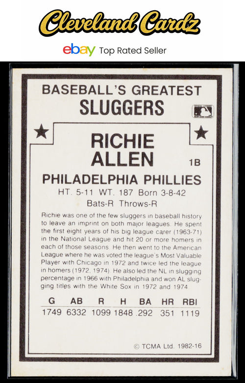 1987 TCMA 1982 Greatest Sluggers #16 Richie Allen
