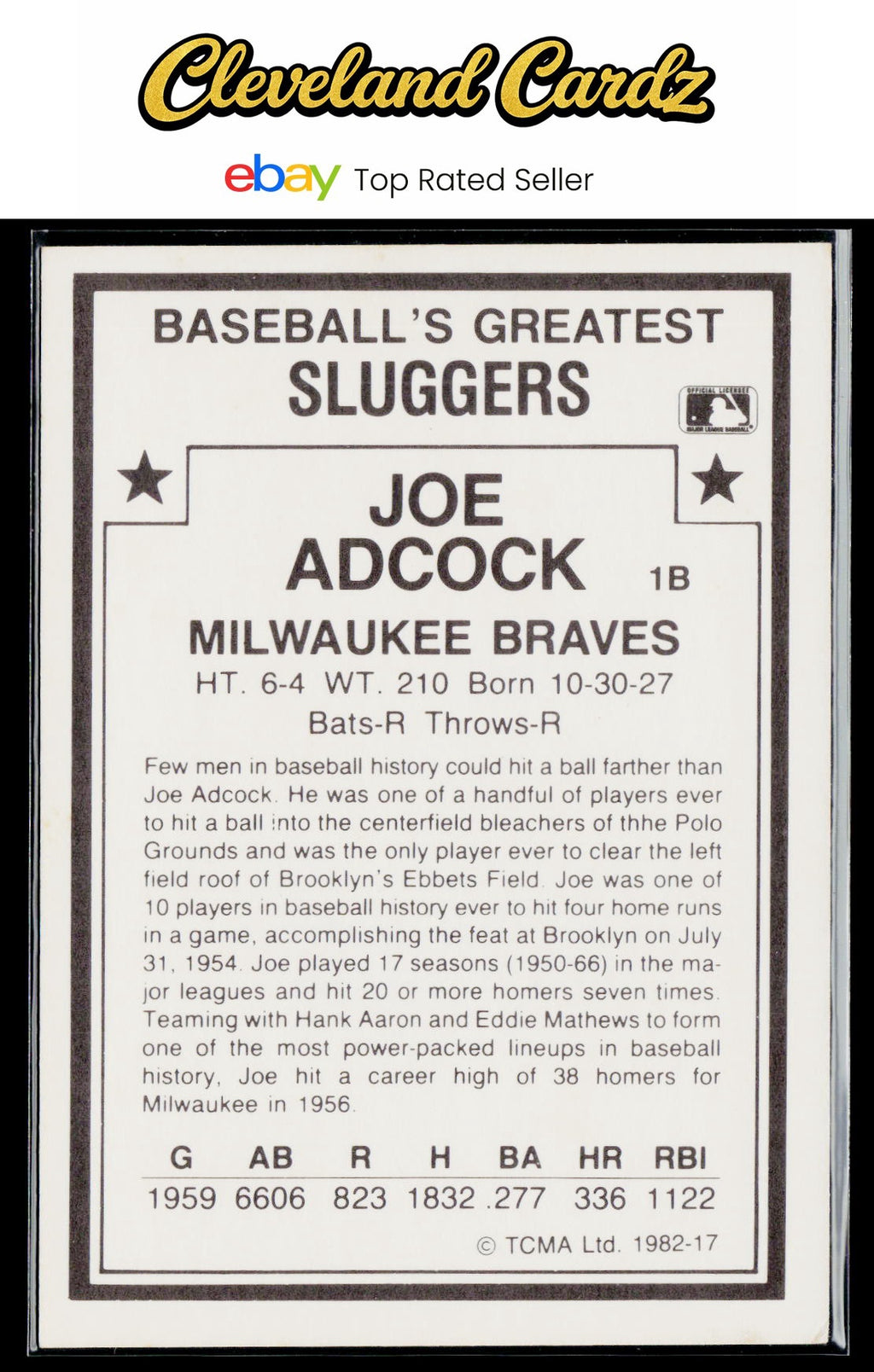 1987 TCMA 1982 Greatest Sluggers #17 Joe Adcock