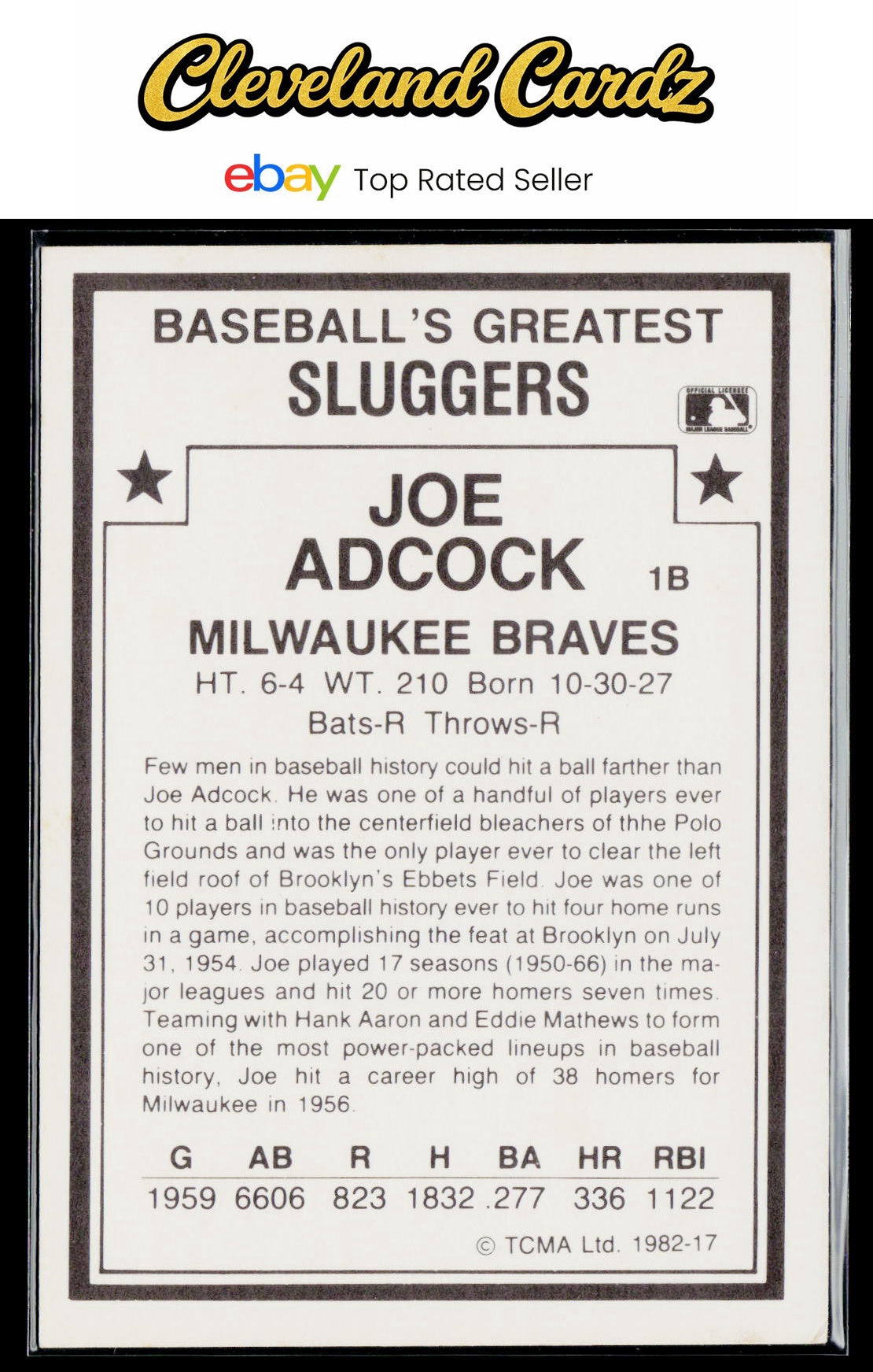 1987 TCMA 1982 Greatest Sluggers #17 Joe Adcock