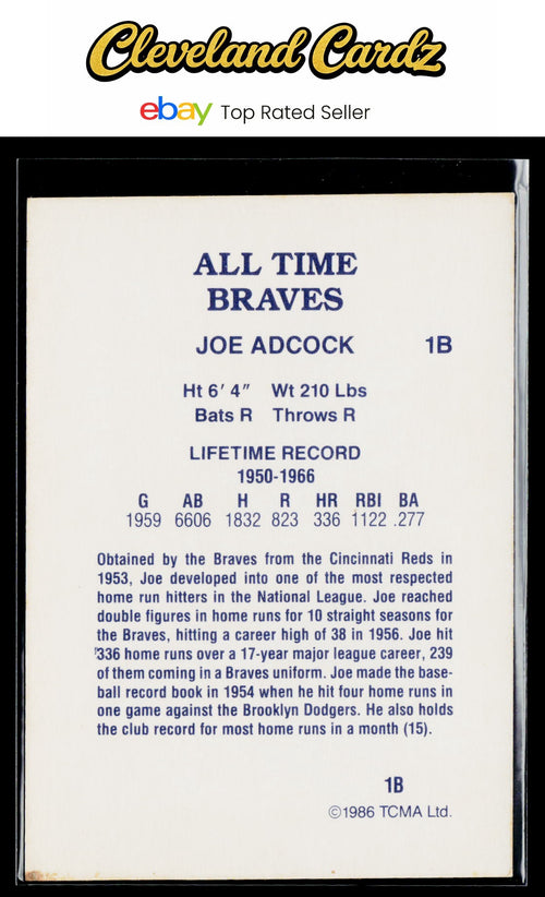 1986 TCMA All-Time Atlanta Braves #1B Joe Adcock