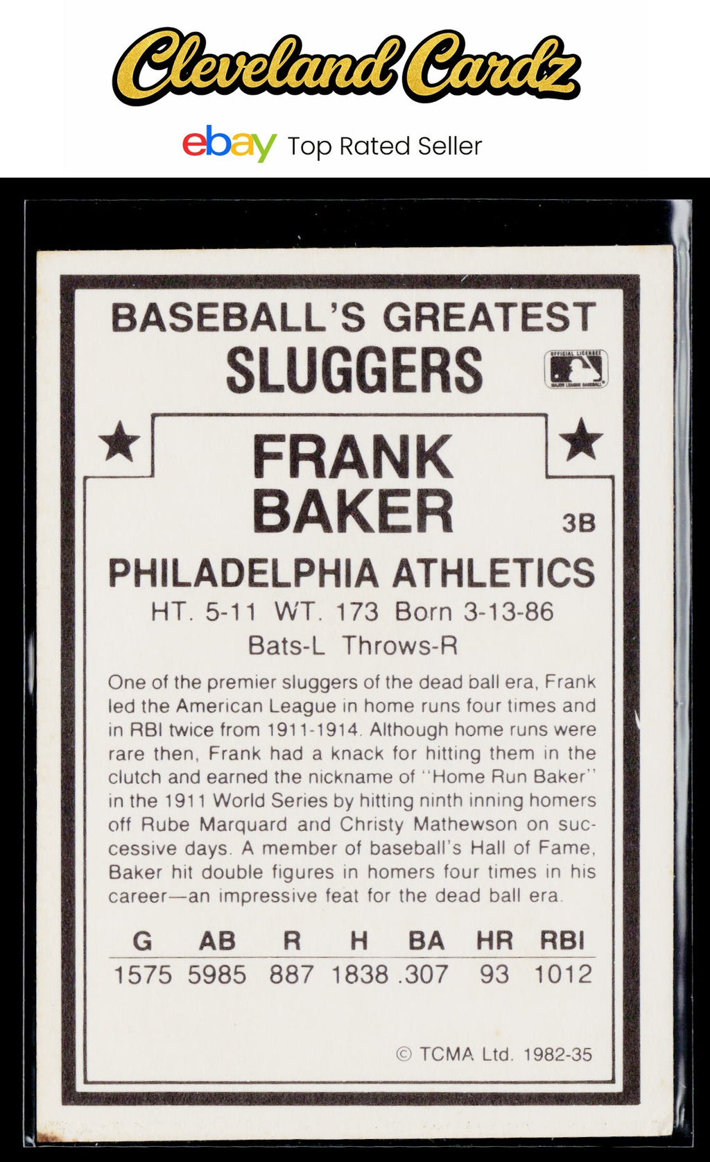 1982 TCMA Baseball's Greatest Sluggers (Tan Backs) #35 Frank Baker