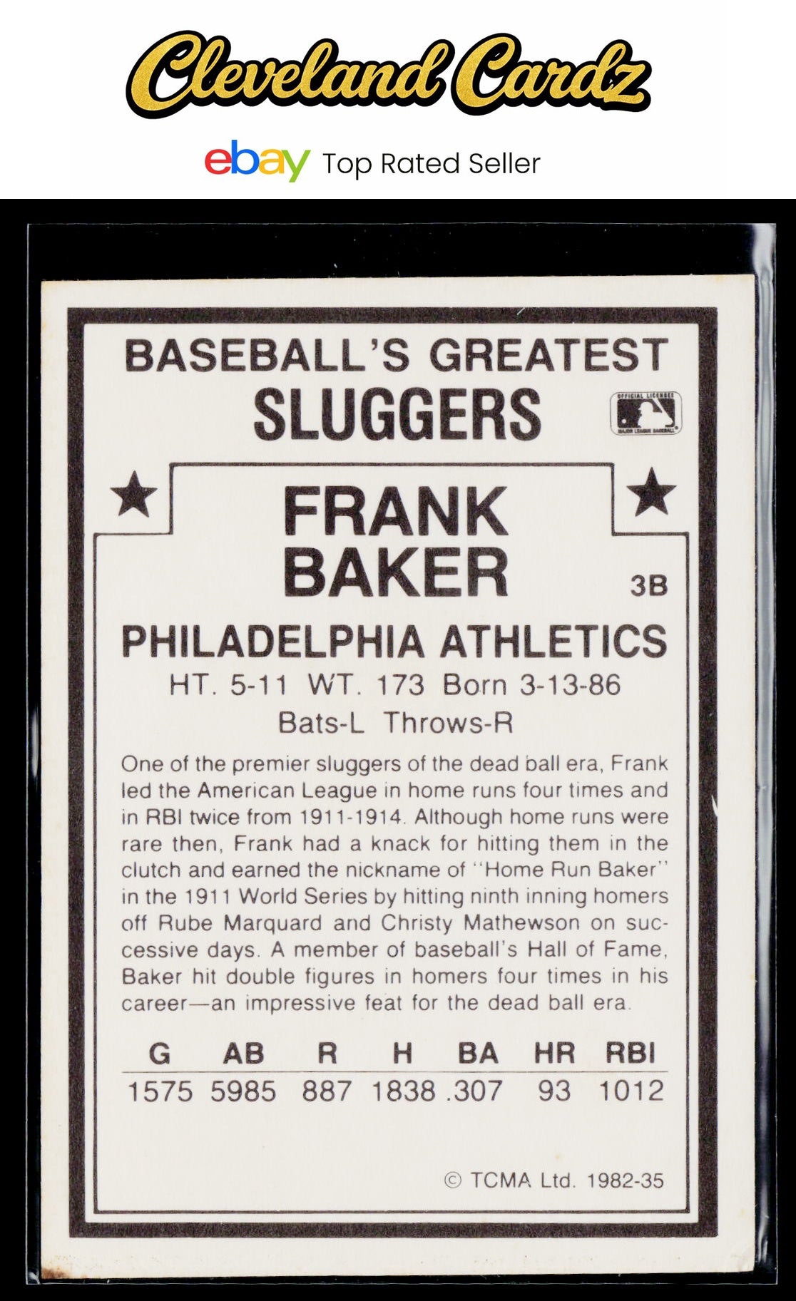 1982 TCMA Baseball's Greatest Sluggers (Tan Backs) #35 Frank Baker