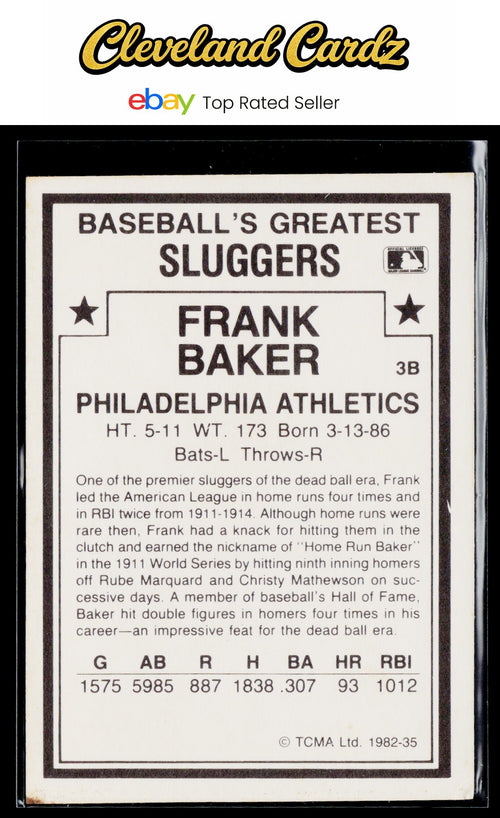 1982 TCMA Baseball's Greatest Sluggers (Tan Backs) #35 Frank Baker