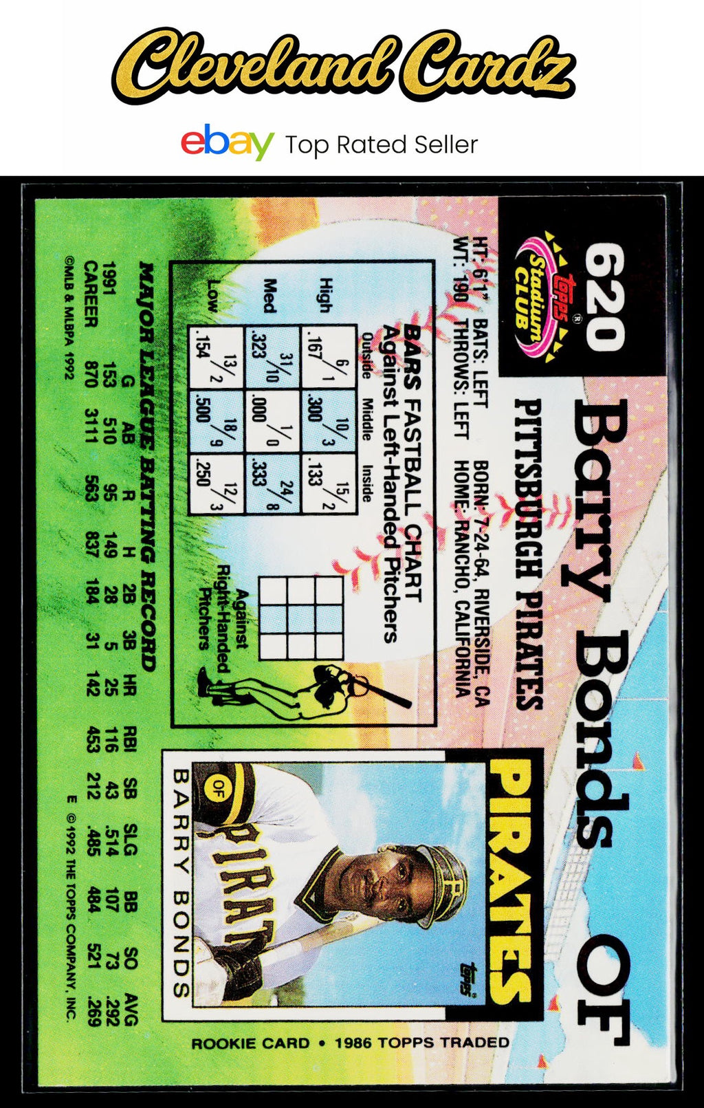 1992 Stadium Club #620 Barry Bonds