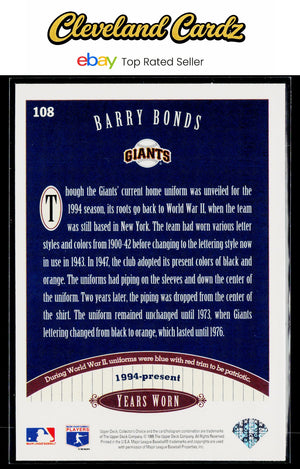 1996 Collector's Choice #108 Barry Bonds