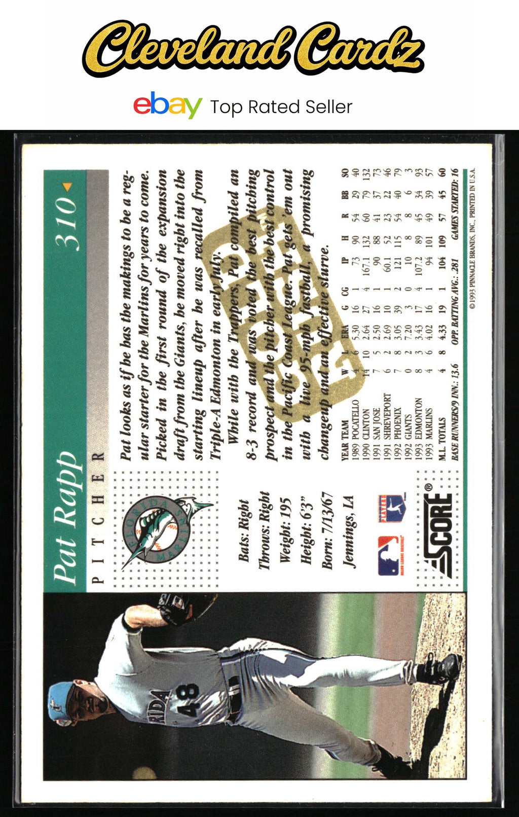 1994 Score #310 Pat Rapp Gold Rush