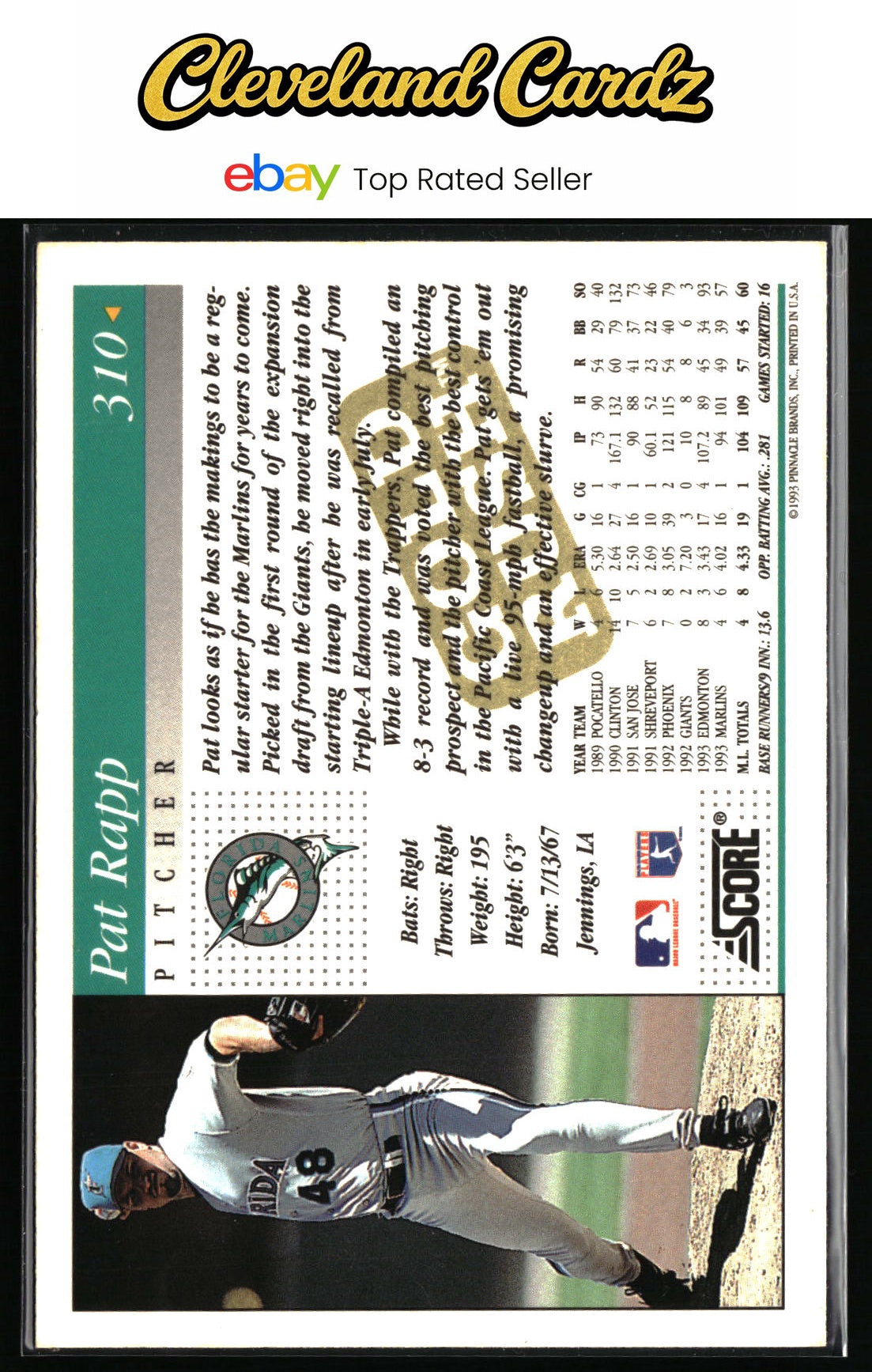 1994 Score #310 Pat Rapp Gold Rush