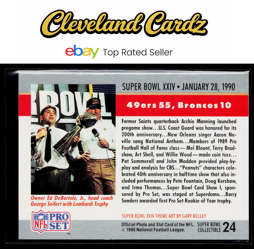 1990 Pro Set #24 Super Bowl XXIV SBXXIV Super Bowl Collectibles