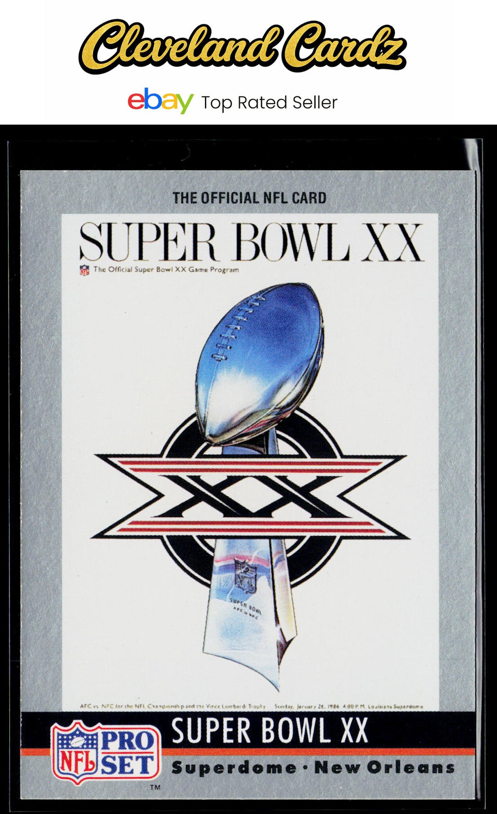 1990 Pro Set #20 Super Bowl XX SBXX Super Bowl Collectibles