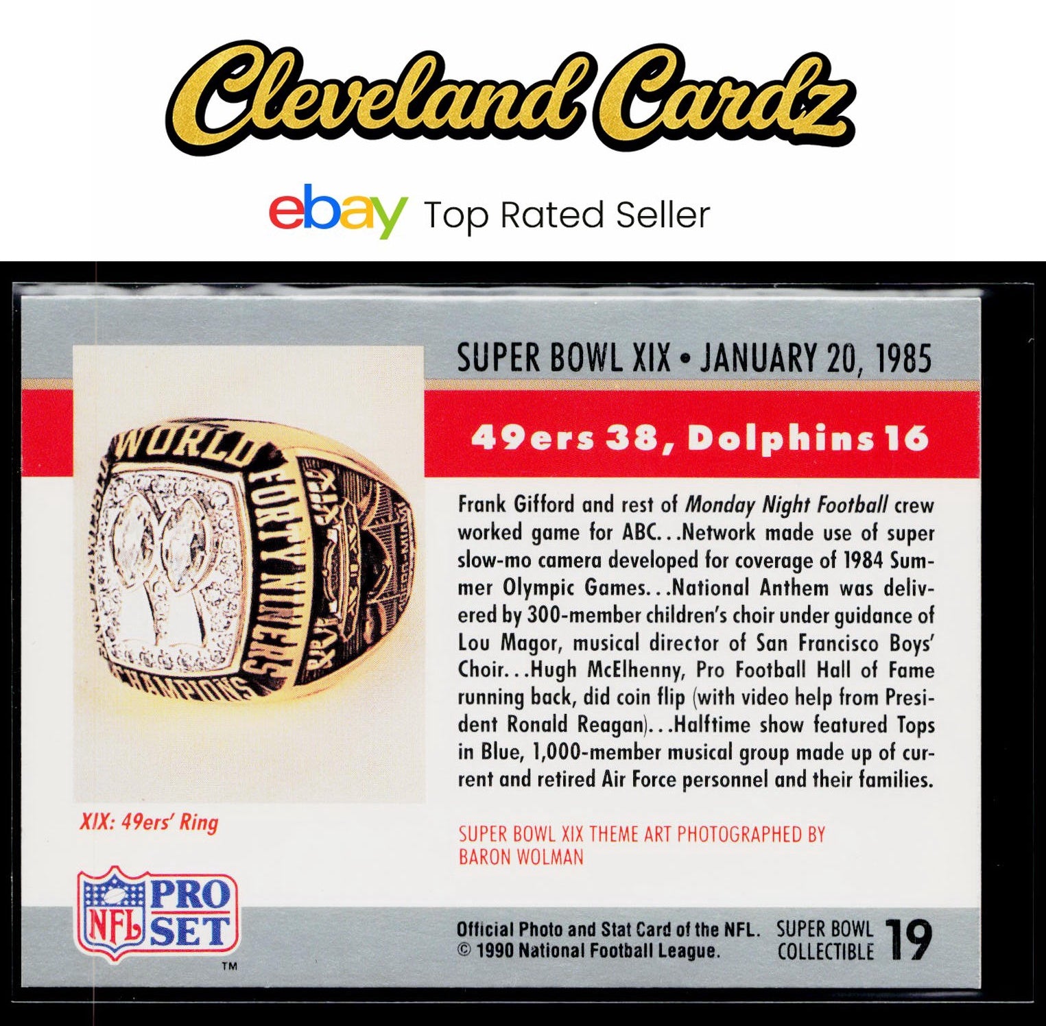 1990 Pro Set #19 Super Bowl XIX SBXIX Super Bowl Collectibles