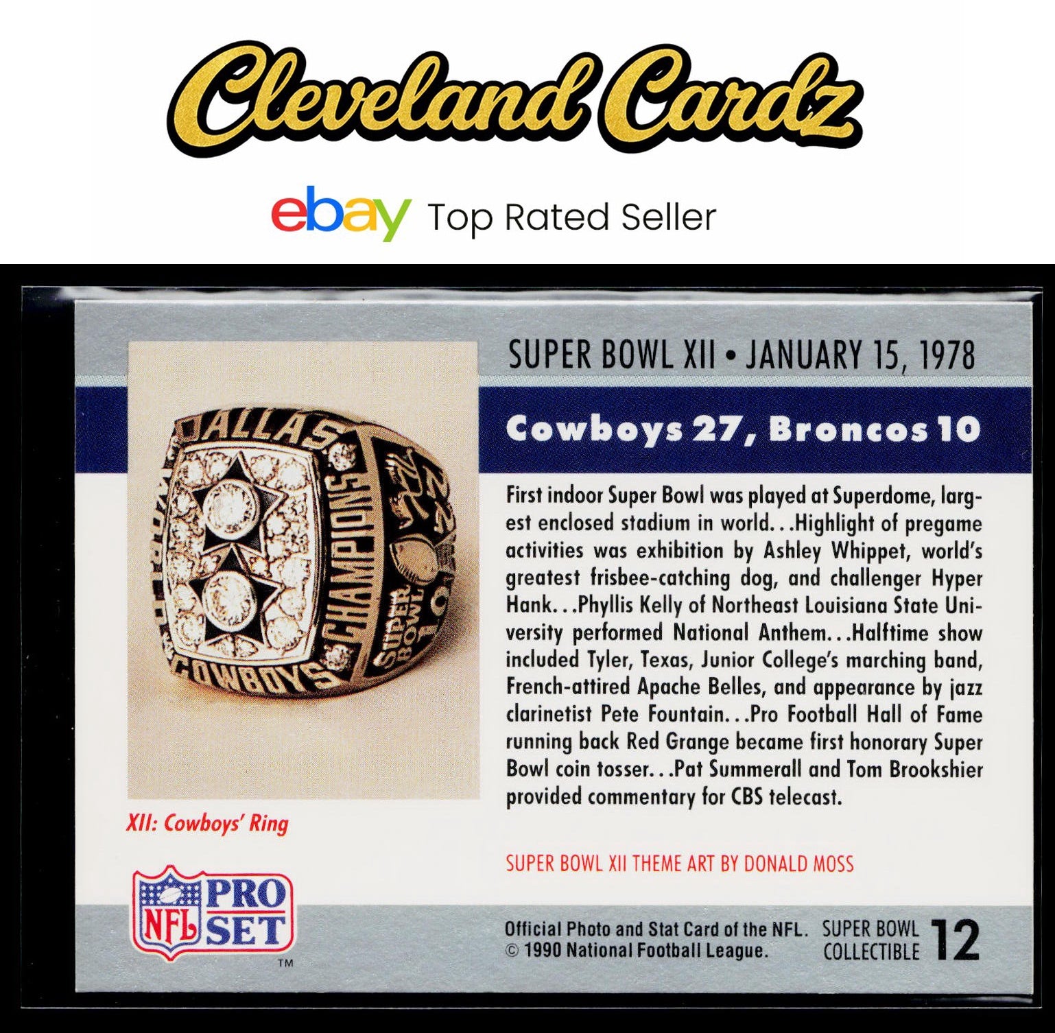1990 Pro Set #12 Super Bowl XII SBXII Super Bowl Collectibles