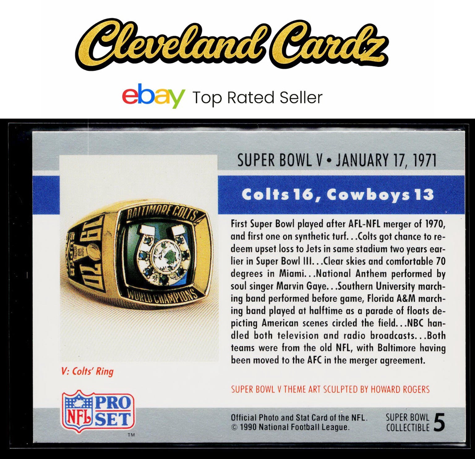 1990 Pro Set #5 Super Bowl V Super Bowl Collectibles