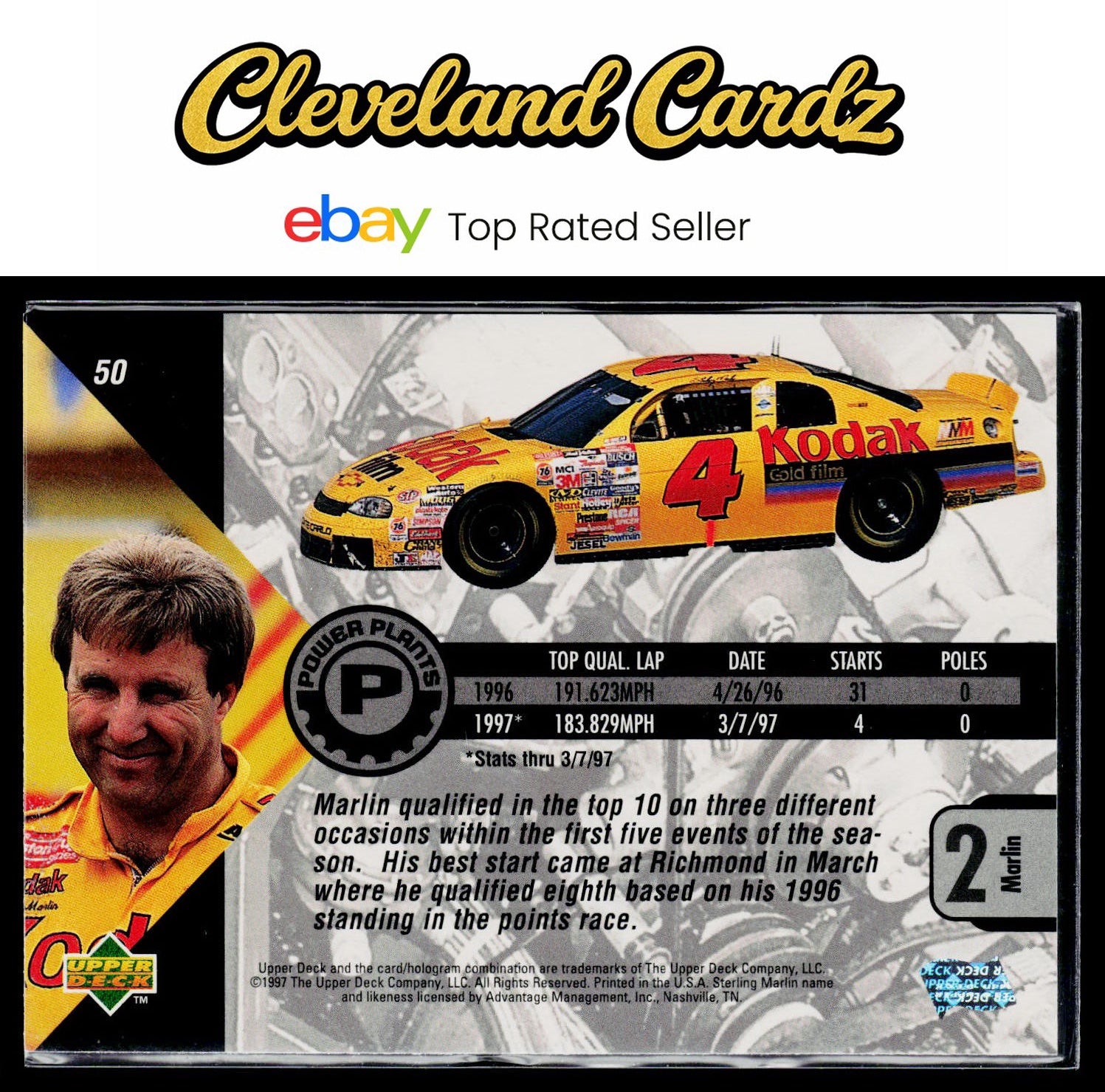 1997 Upper Deck Road to the Cup #50 Sterling Marlin