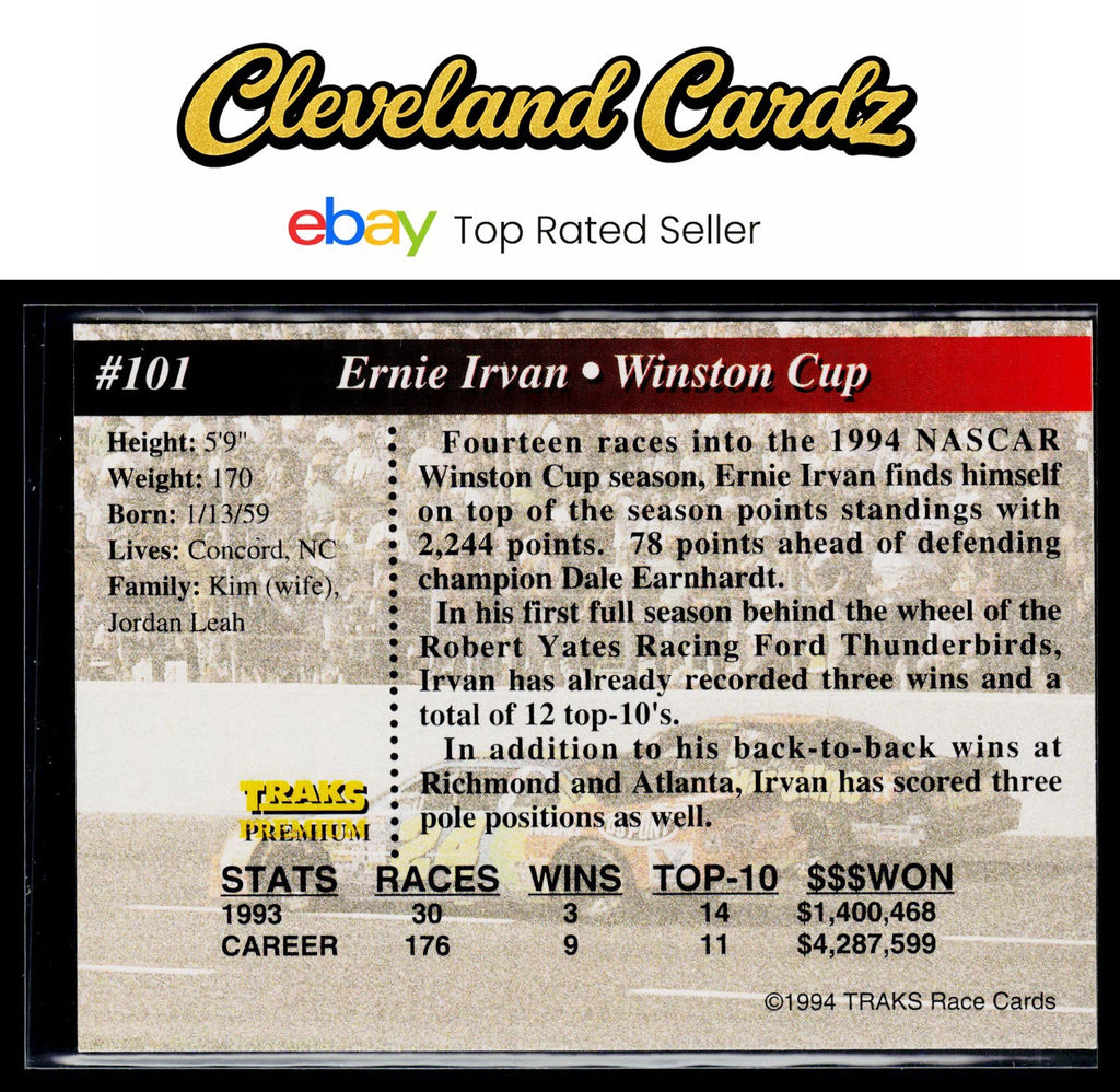 1994 Traks #101 Ernie Irvan First Run