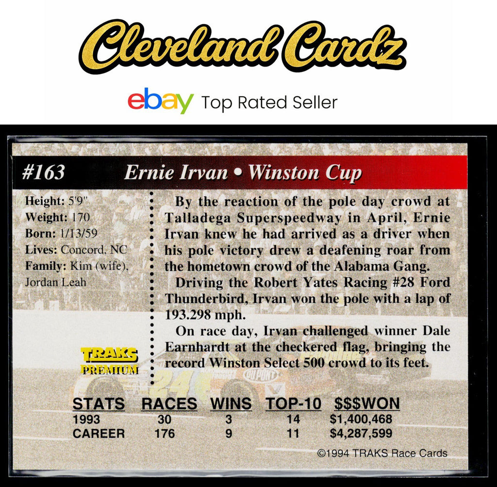 1994 Traks #163 Ernie Irvan