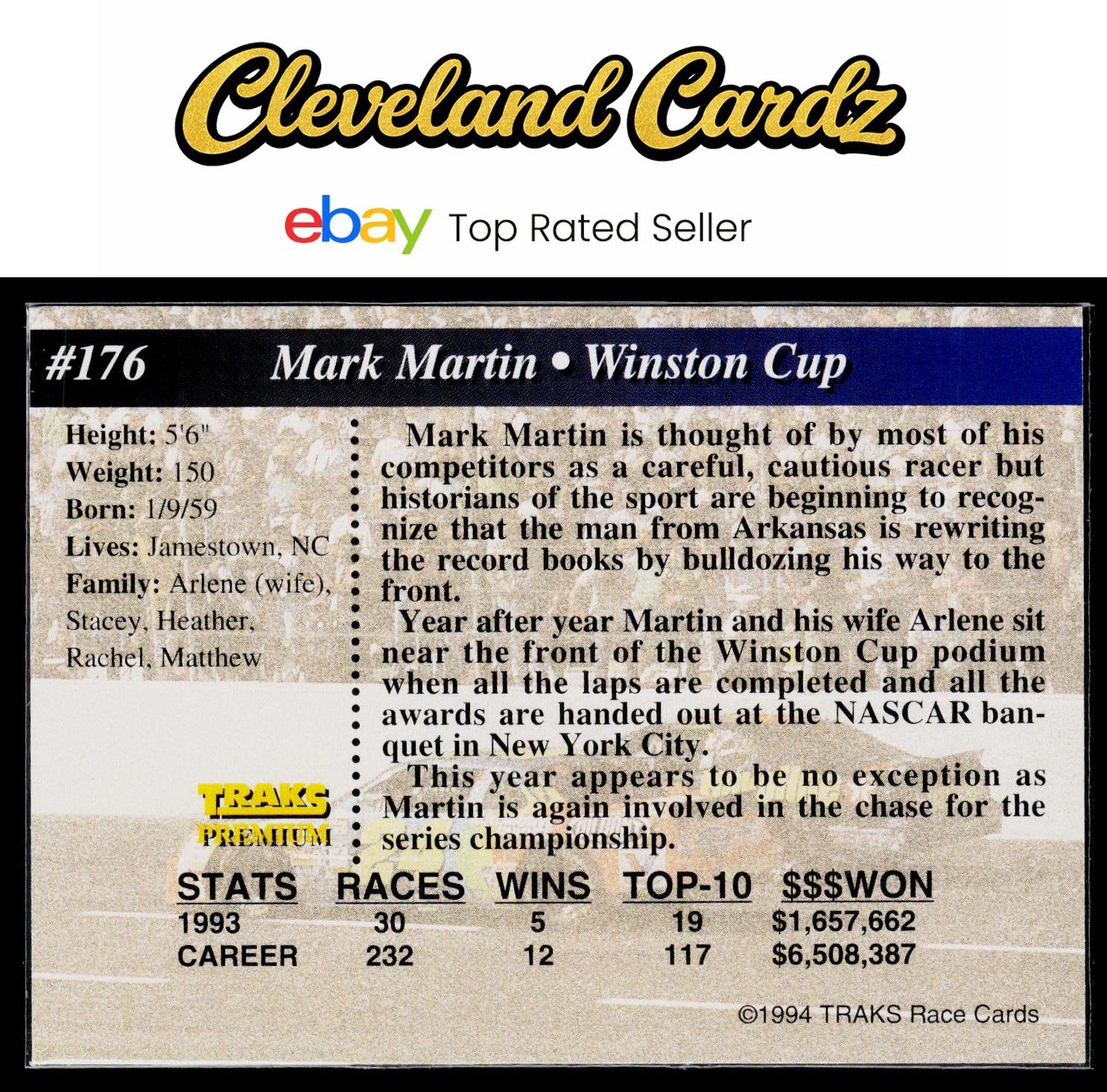 1994 Traks #176 Mark Martin