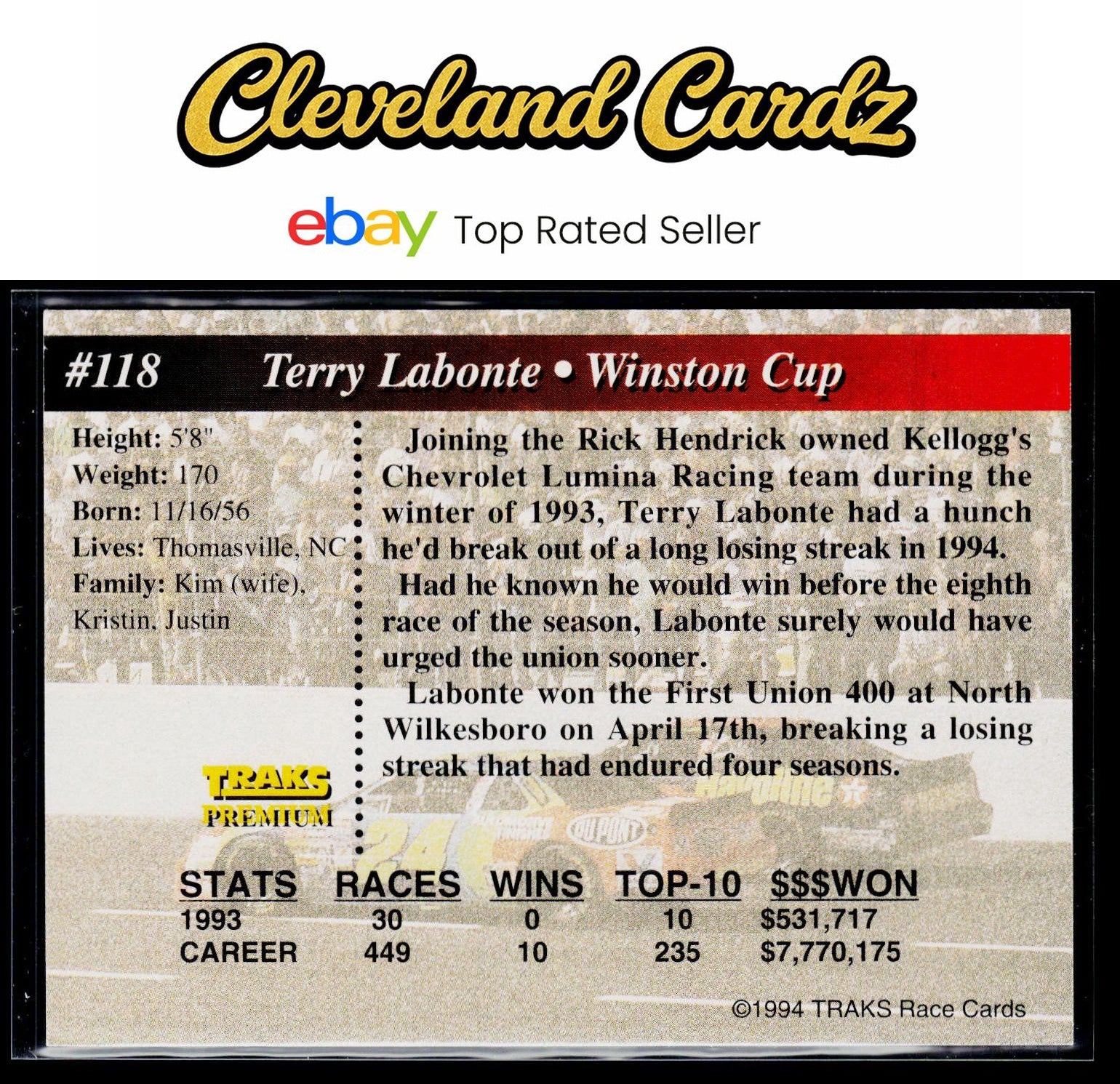 1994 Traks #118 Terry Labonte
