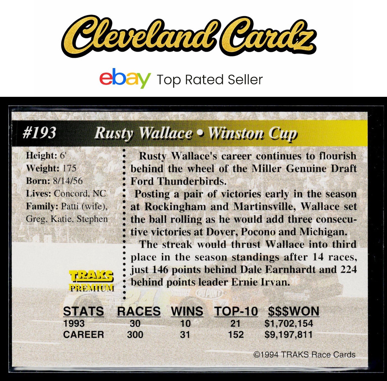1994 Traks #193 Rusty Wallace