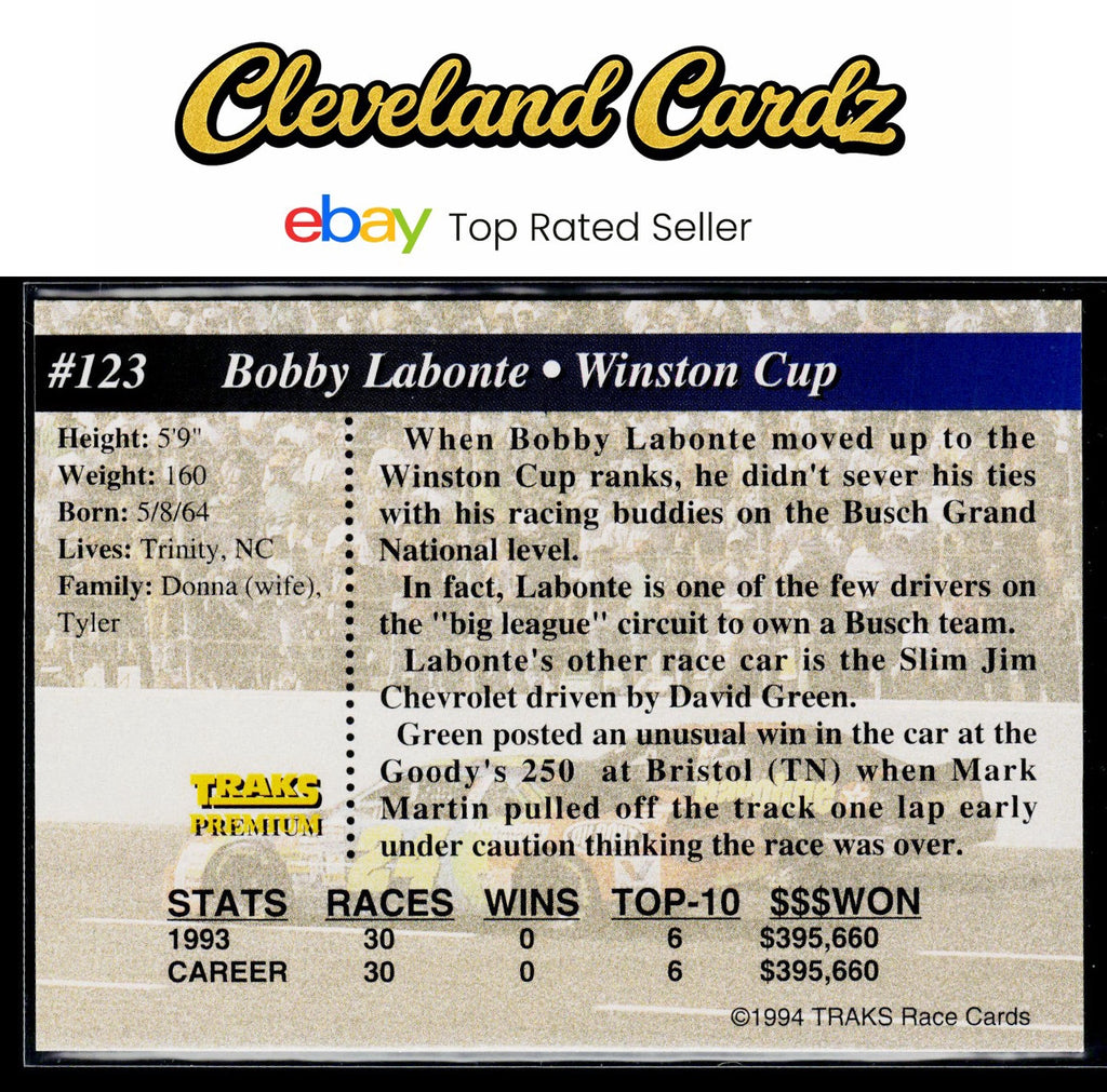1994 Traks #123 Bobby Labonte