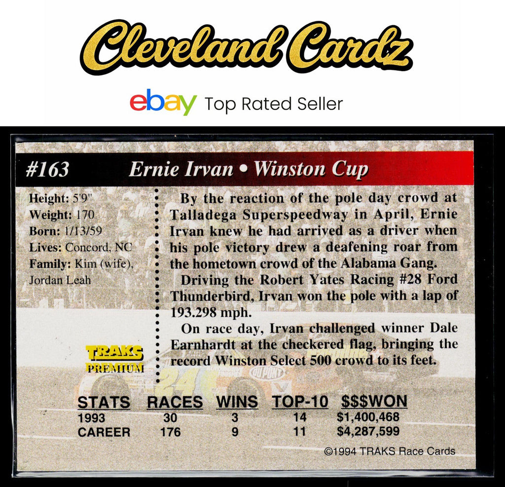 1994 Traks #163 Ernie Irvan
