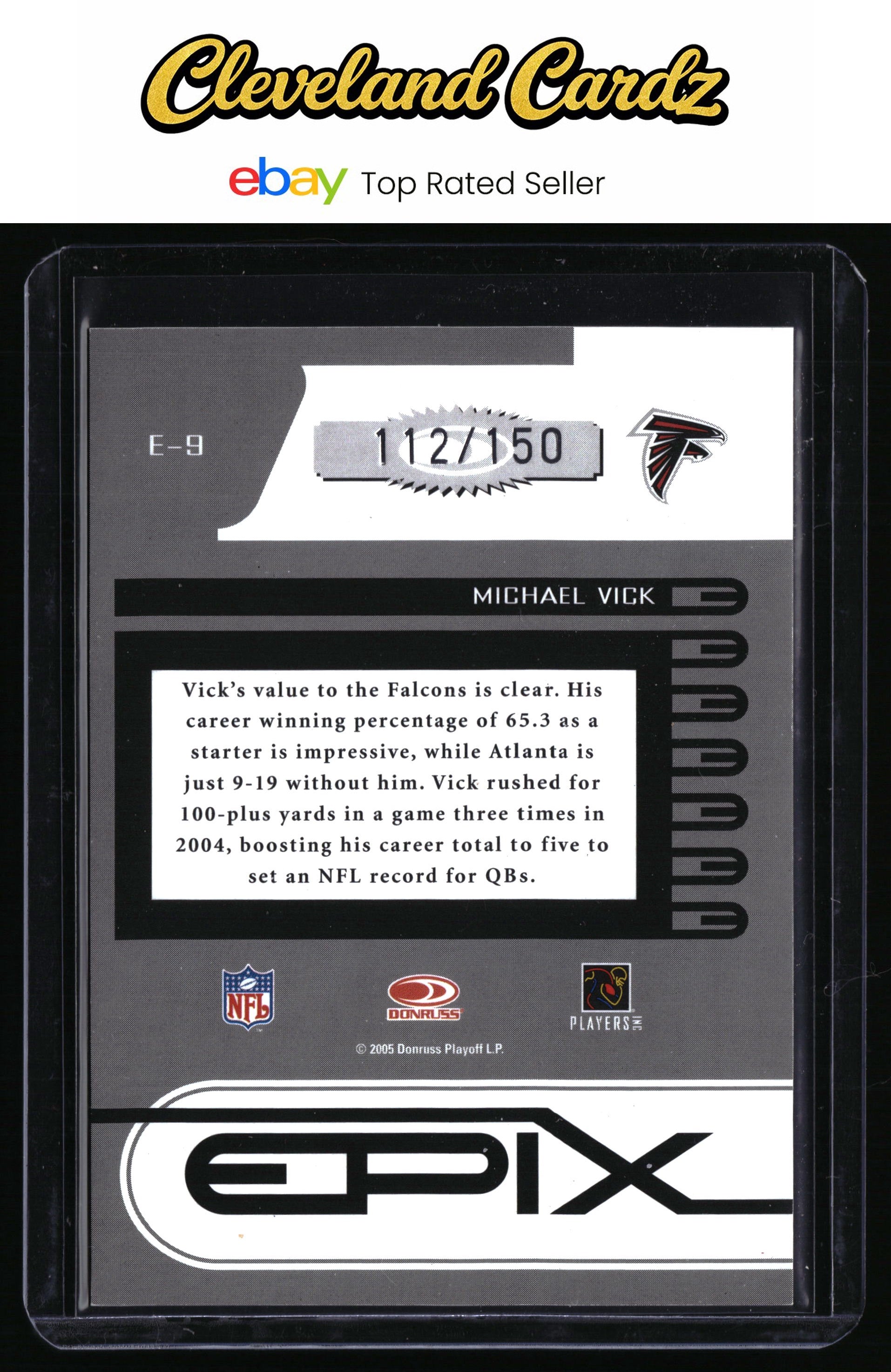 2005 Donruss Zenith #E-9 Michael Vick Epix Emerald 1st Down #/150