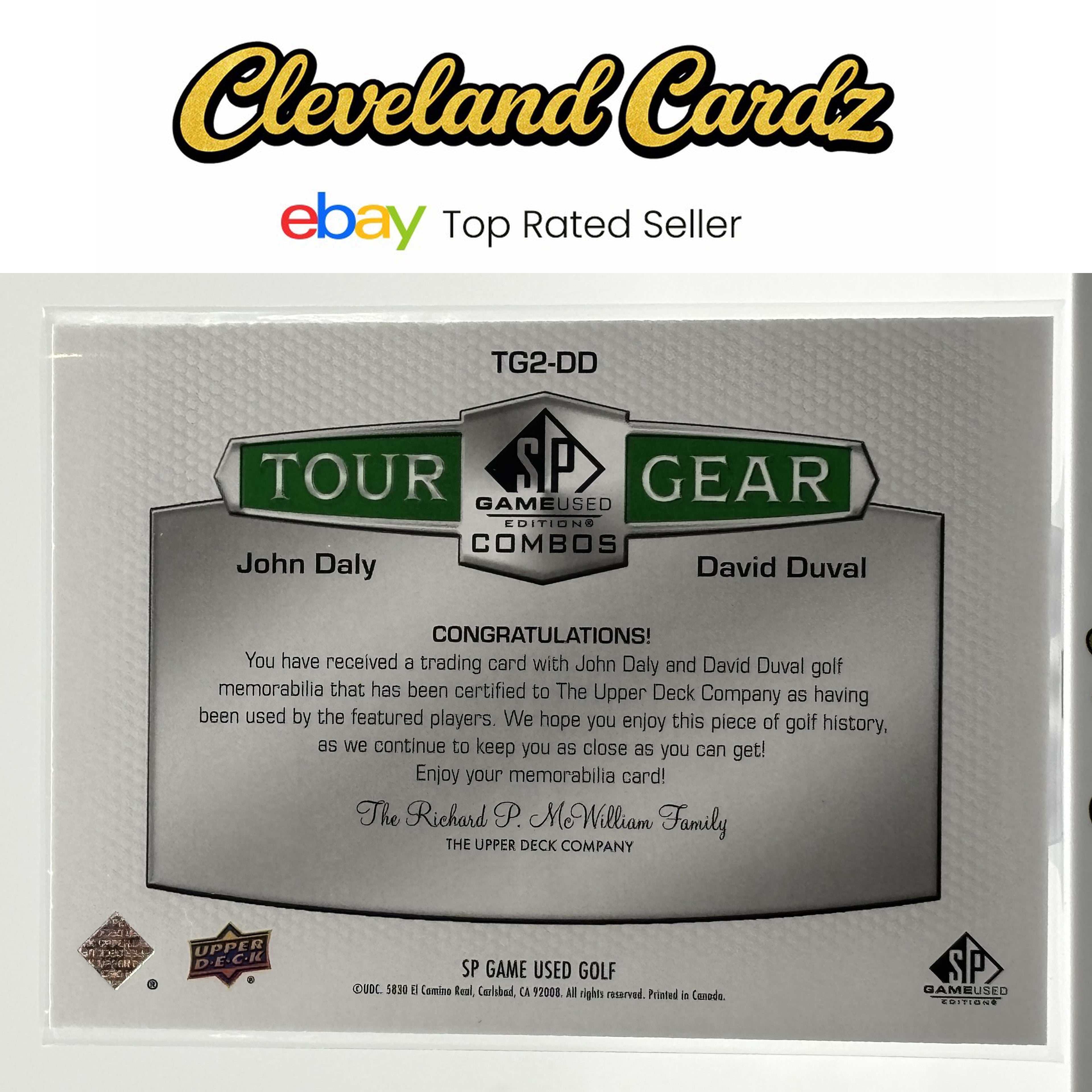 2024 SP Game Used #TG2-DD John Daly / David Duval Tour Gear Combos