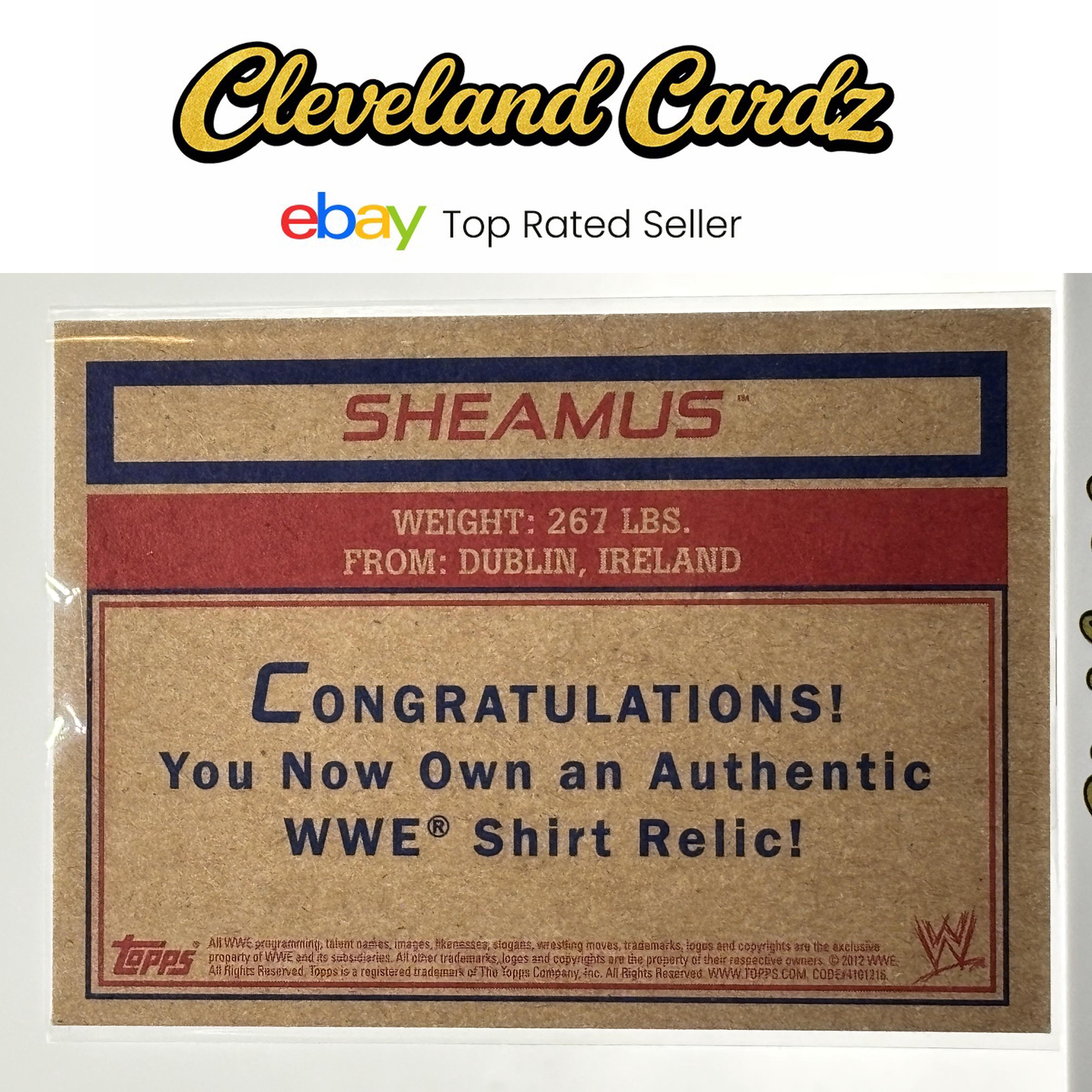 2012 Topps WWE #NNO Sheamus Event-Worn Shirt Relics Black