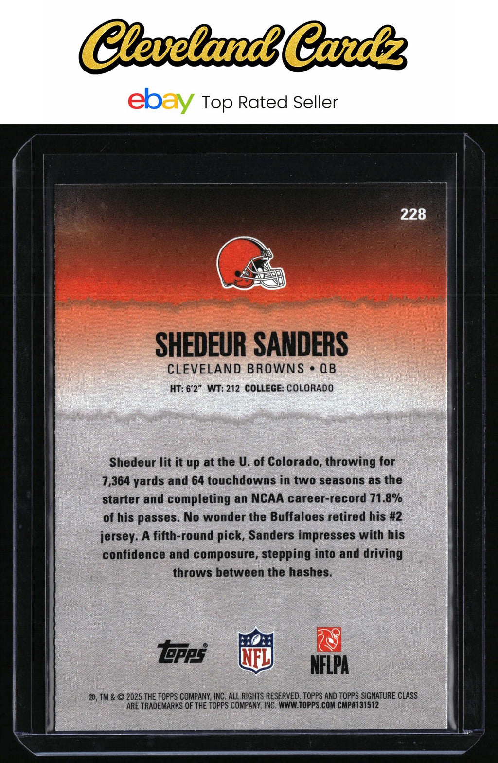 2025 Topps Signature Class #228 Shedeur Sanders Blue & Yellow RC