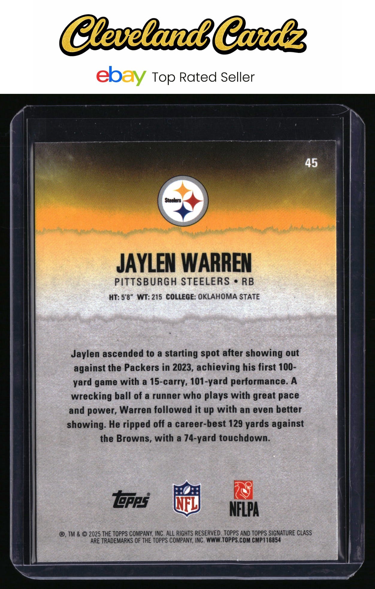2025 Topps Signature Class #45 Jaylen Warren Green & Purple