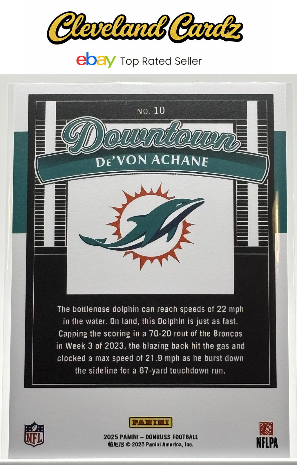2025 Donruss #10 De’Von Achane Downtown!