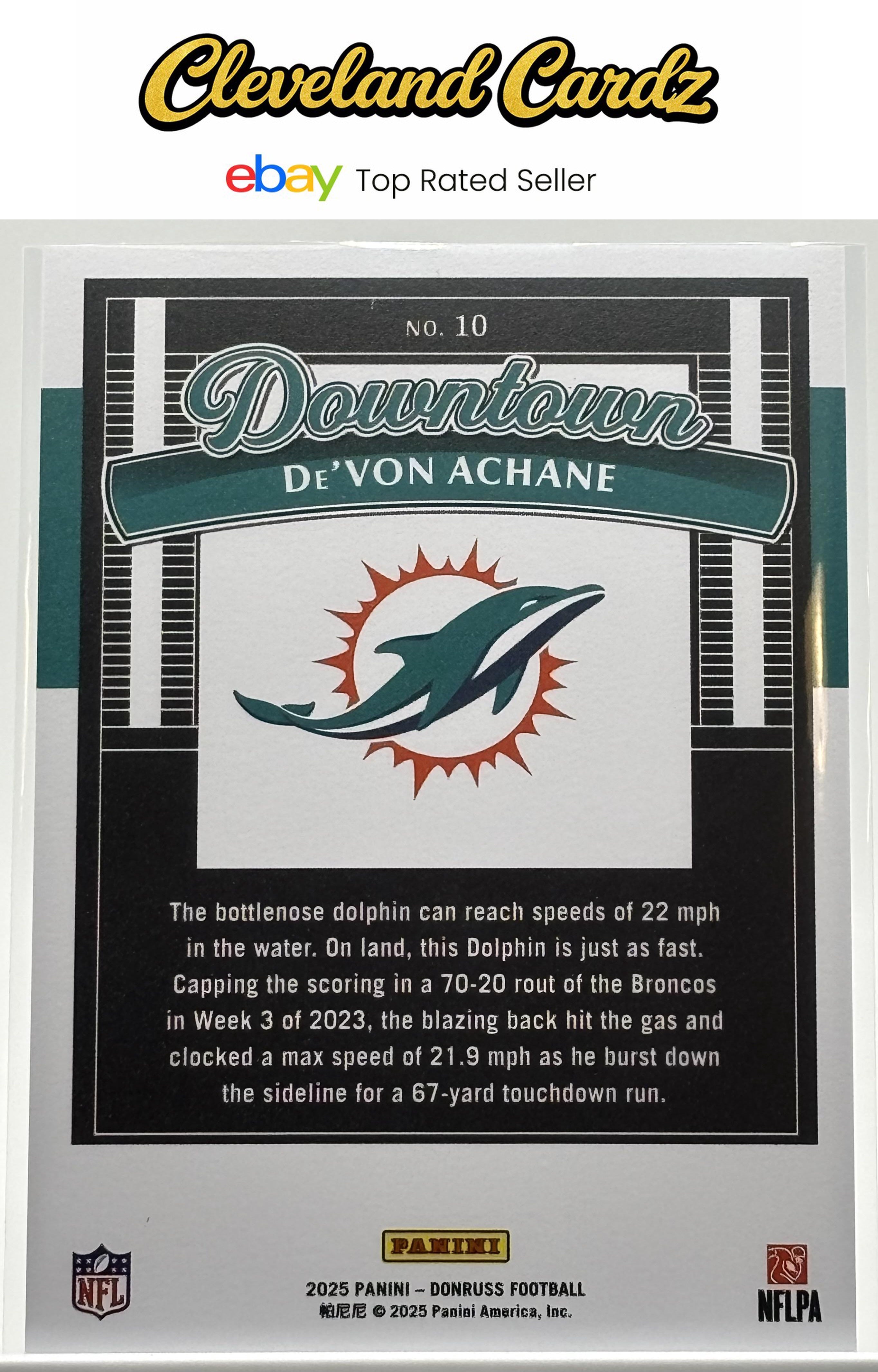 2025 Donruss #10 De’Von Achane Downtown!