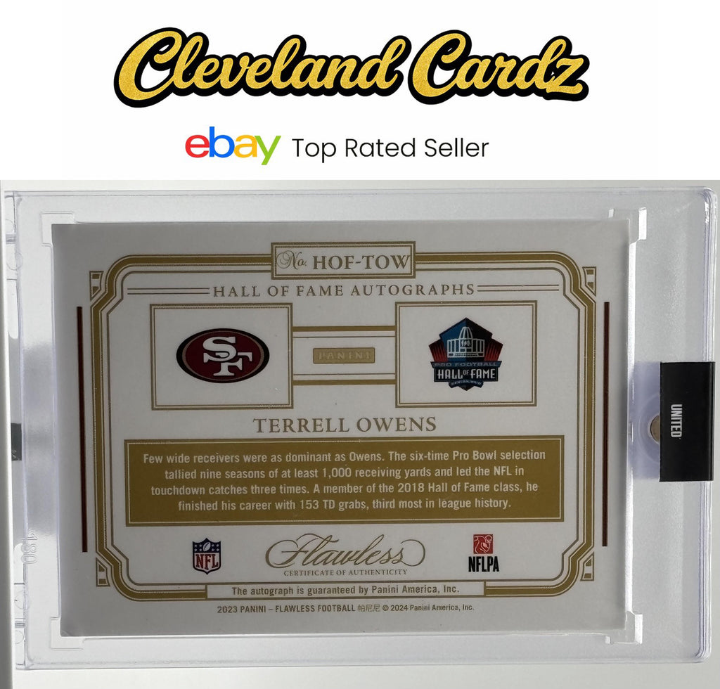 2023 Panini Flawless #HOF-TOW Terrell Owens Hall of Fame Autographs Ruby #/15
