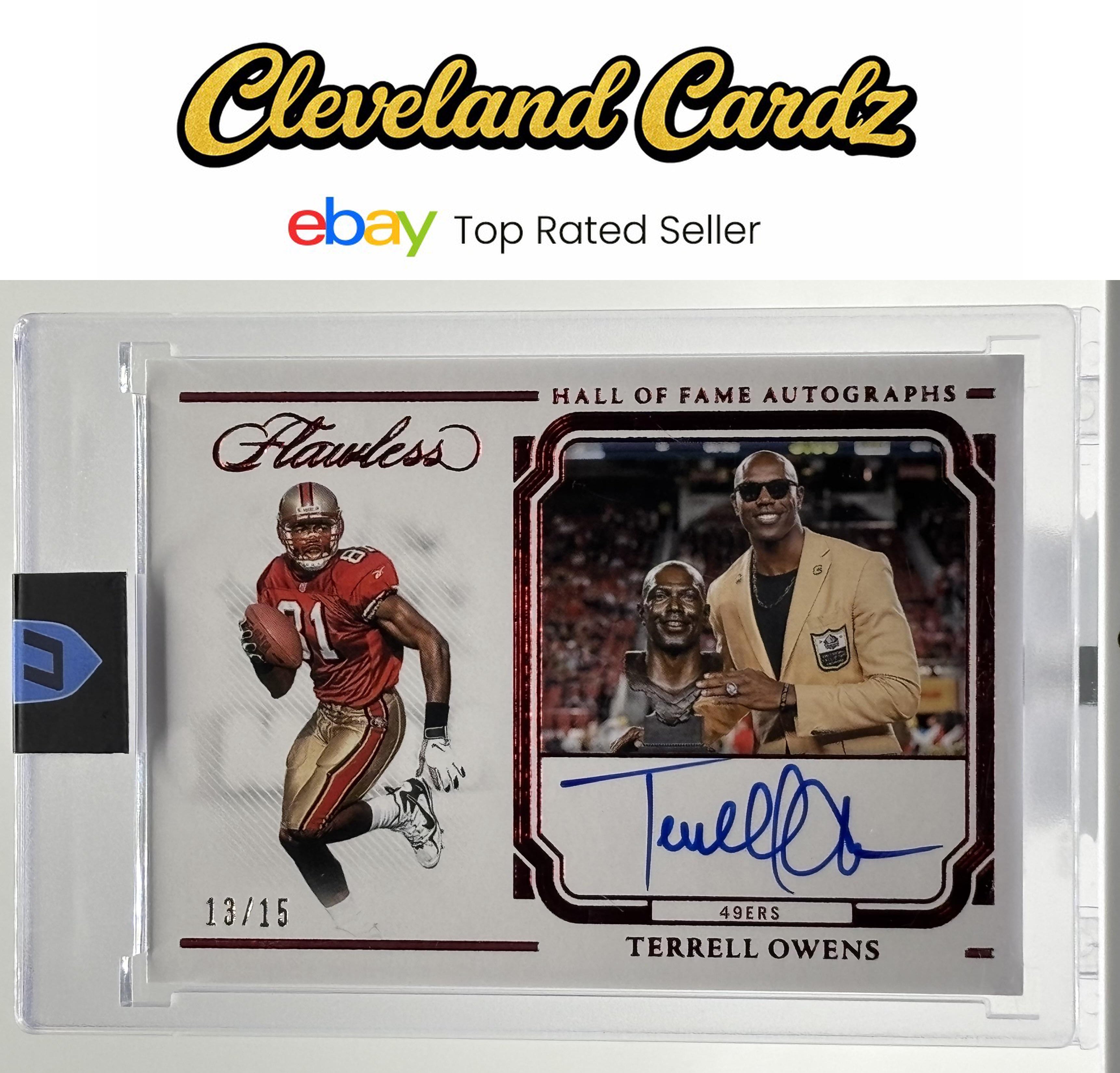 2023 Panini Flawless #HOF-TOW Terrell Owens Hall of Fame Autographs Ruby #/15