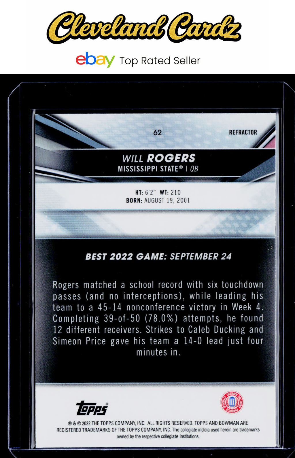 2022-23 Bowman's Best University #62 Will Rogers Refractor