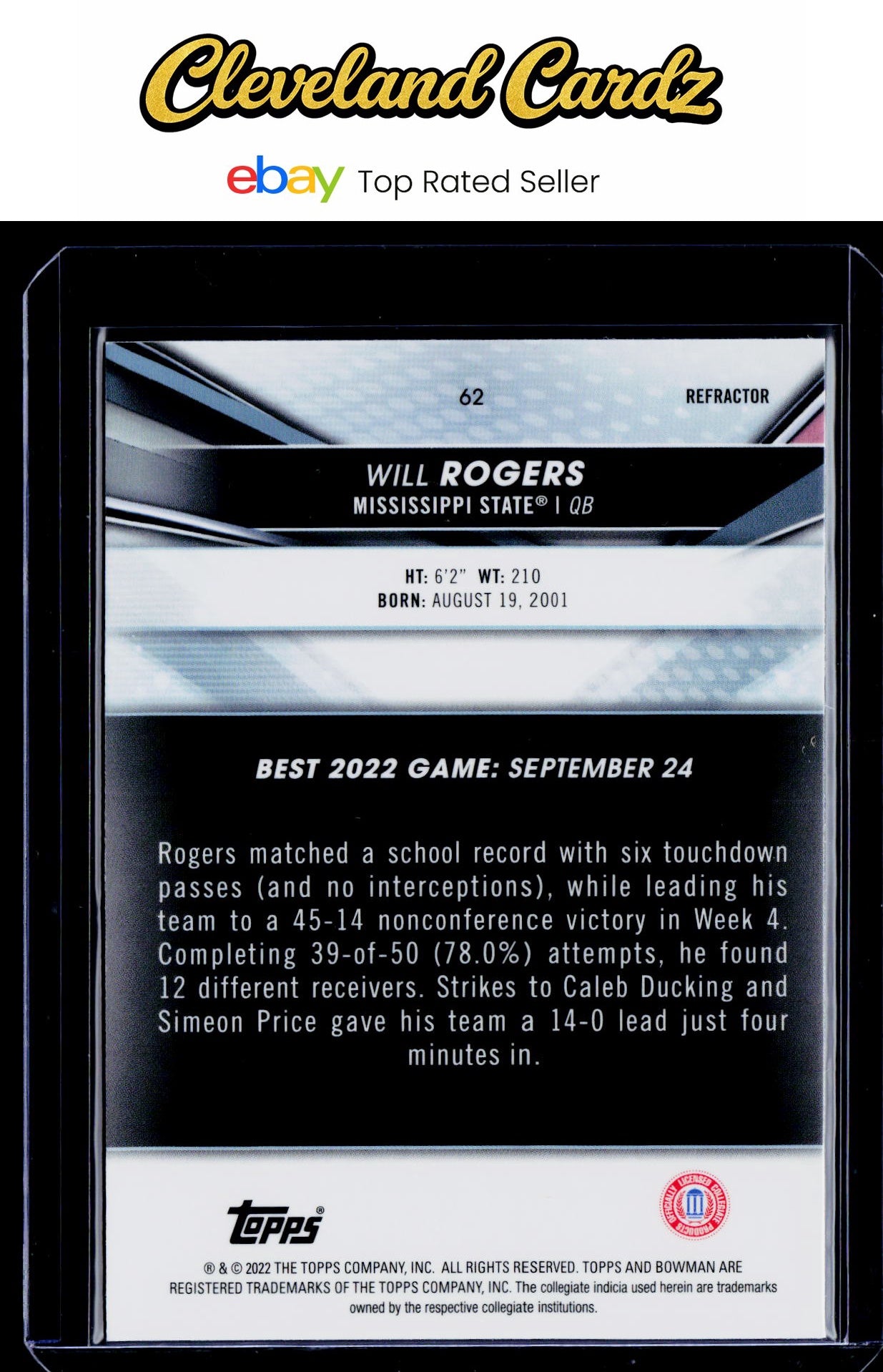 2022-23 Bowman's Best University #62 Will Rogers Refractor